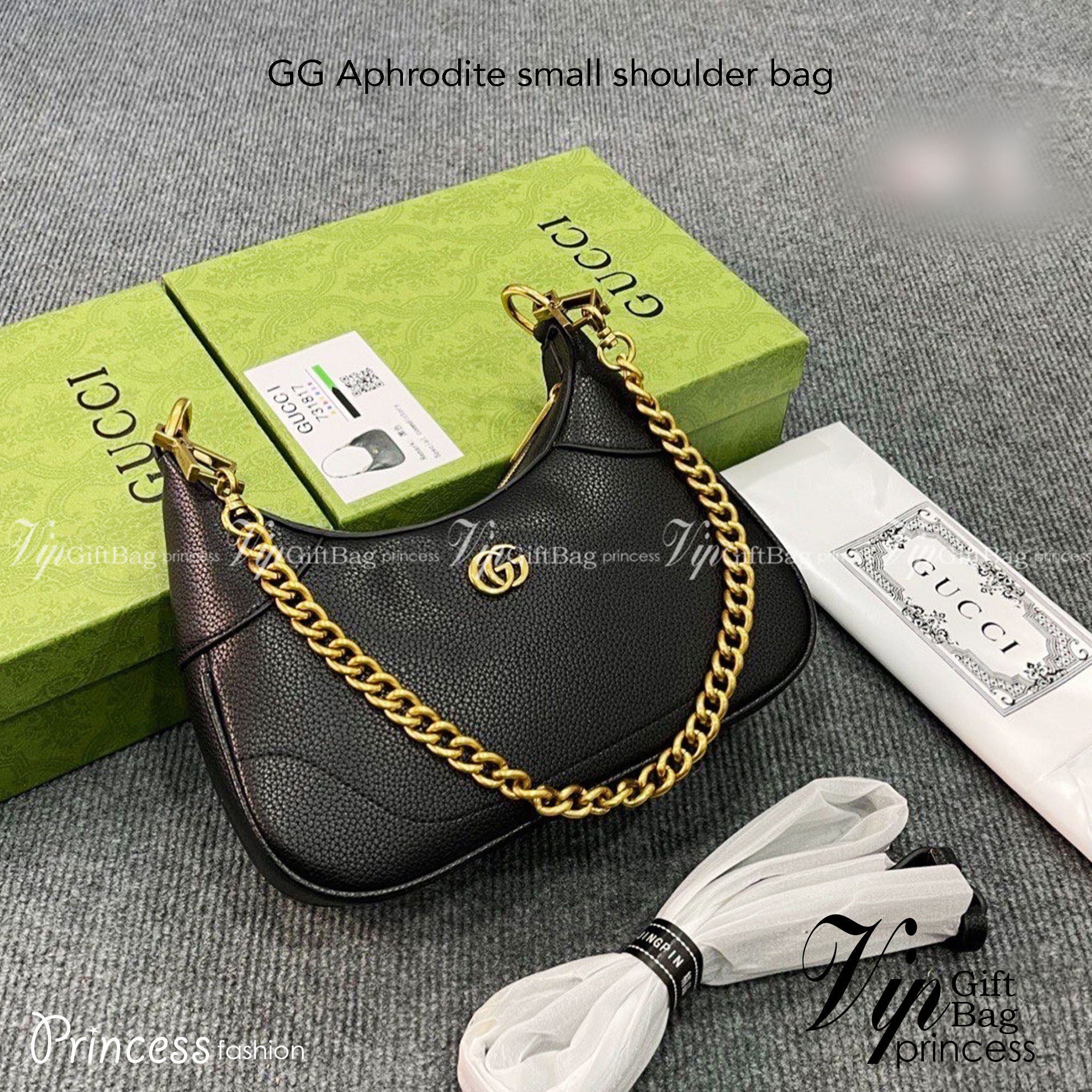 GUCCI Aphrodite small shoulder bag / GC crossbody pouch bag กระเป๋าสะพายทรงคลาสสิค ดีไซน์ย้อนยุคผสานความโมเดิร์นด้วยรูปทรงพอช ที่ใช้งานได้ทุกสไตล์ วัสดุหนังแคนวาส ทนทาน ภายในกระเป๋าเป็นช่องโล่ง สายสะพายมีลูกเล่นหลากหลาย มีให้ทั้งแบบโซ่คล้องไหล่ สายหนังที่