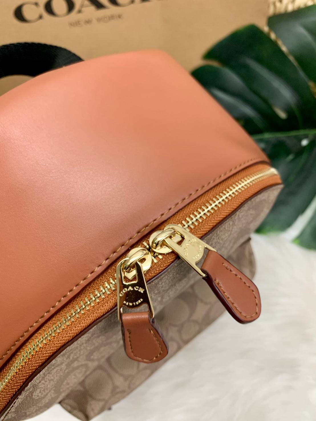 OUTLET 】COACH MEDIUM CHARLIE BACKPACK IN SIGNATURE ((32200)) พร้อมส่งที่ไทยอีกครั้งค่ะ! กระเป๋าสะพายหลังขนาดกลาง หนังแท้+ไนล่อน ด้านหน้ามีช่องซิปให้หนึ่งช่อง;เปิดปิดช่องหลักแบบซิปคู่ ภายในกว้างใส่สัมภาระได้จุนะคะ พร้อมช่องซิปให้อีกช่องค่ะ;สายสะพายสามารถเล