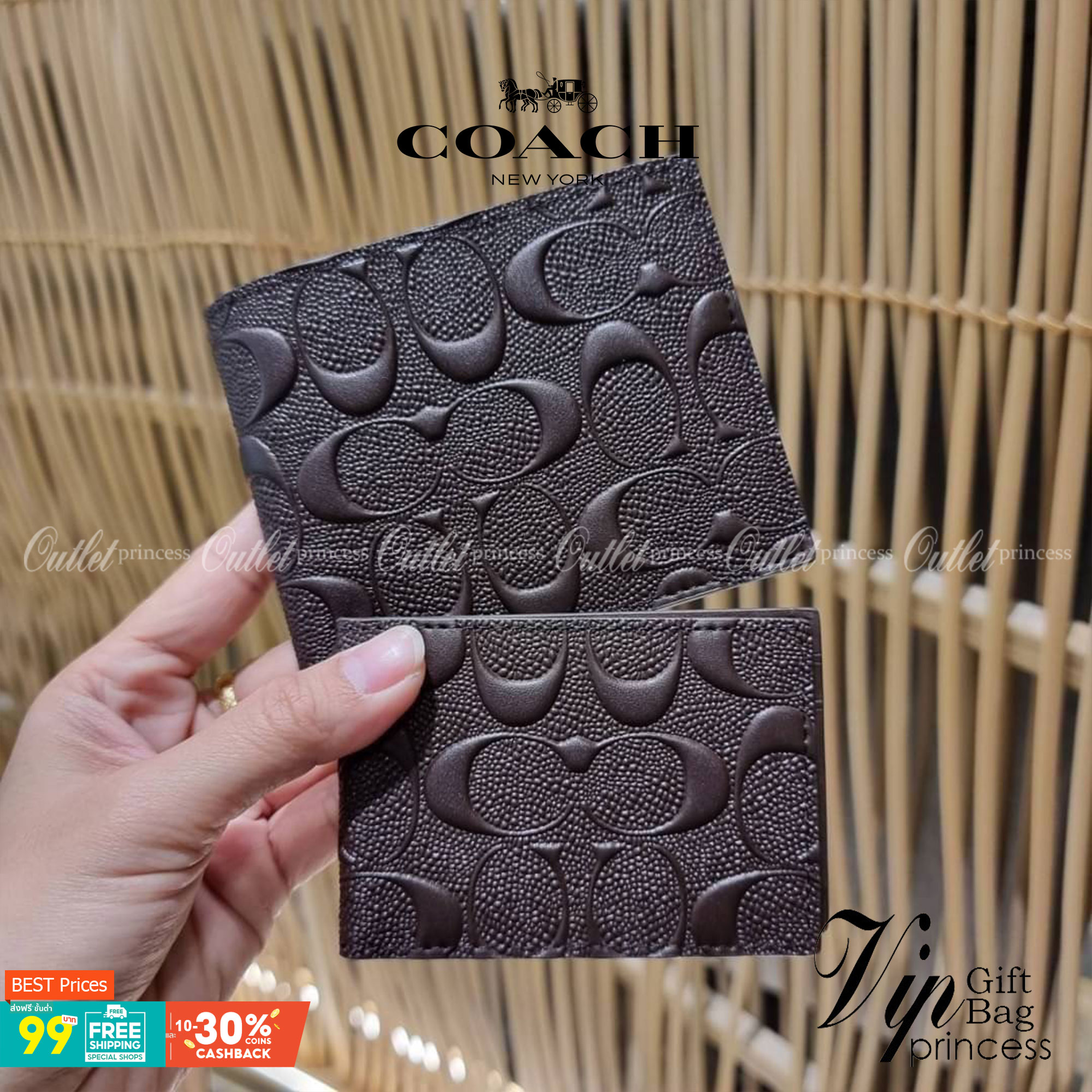 COACH 75371 COMPACT ID WALLET IN SIGNATURE CROSSGRAIN LEATHER กระเป๋าสตางค์ผู้ชาย ลาย c นูนเต็มใบ หนัง crossgrain อีกรุ่นที่ยอดขายไม่เคยตก 🤑🤑 ใบจริงดูผู้ดี ดูแพง!! ภายในมีช่องใส่บัตรได้เยอะ ใส่ธนบัตรได้ทุกใบ ซื้อให้คุณหนุ่มๆรับรองประทับใจไ