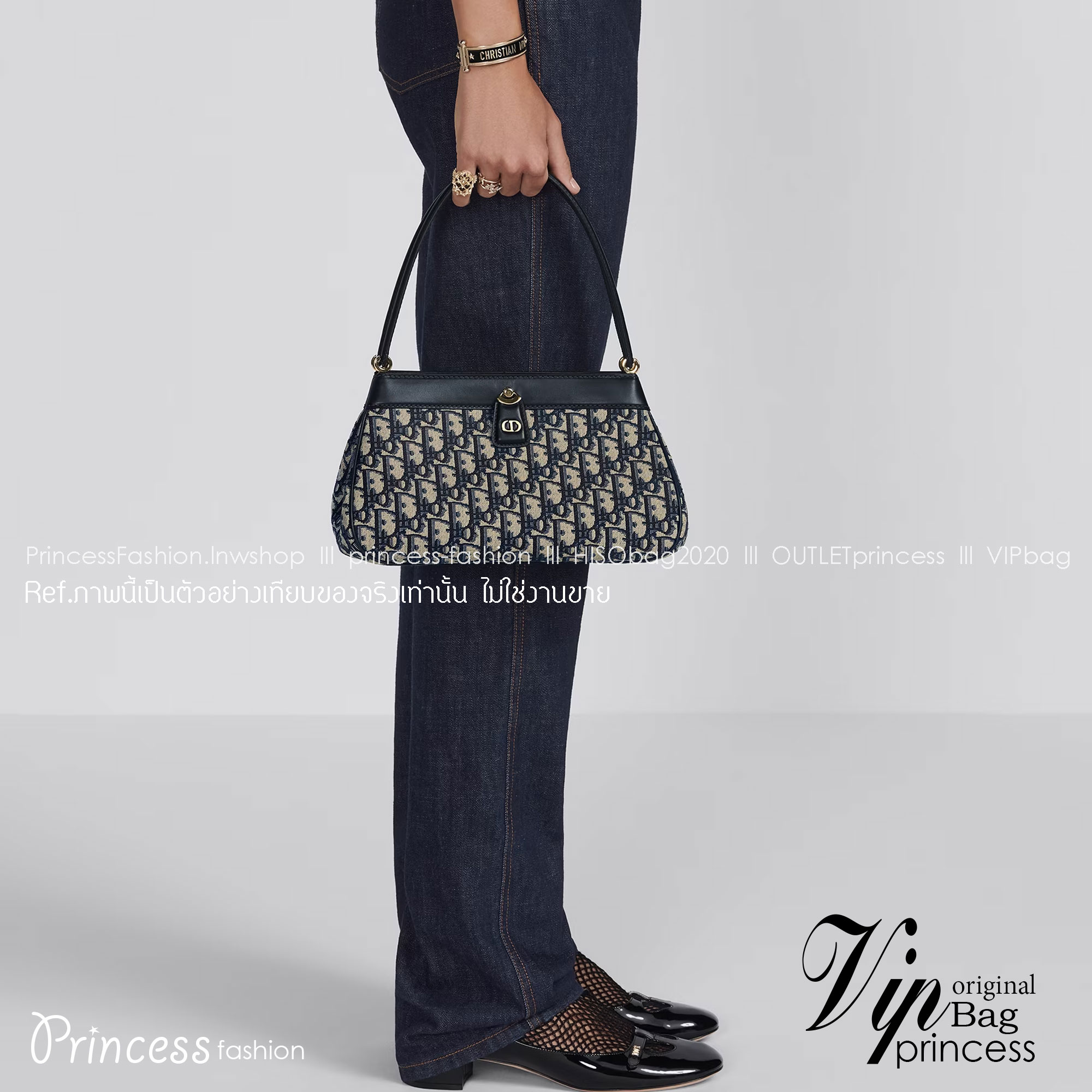 DIOR KEY BAG Blue Oblique Jacquard 22cm เกรดออริ พร้อมส่งที่ไทย