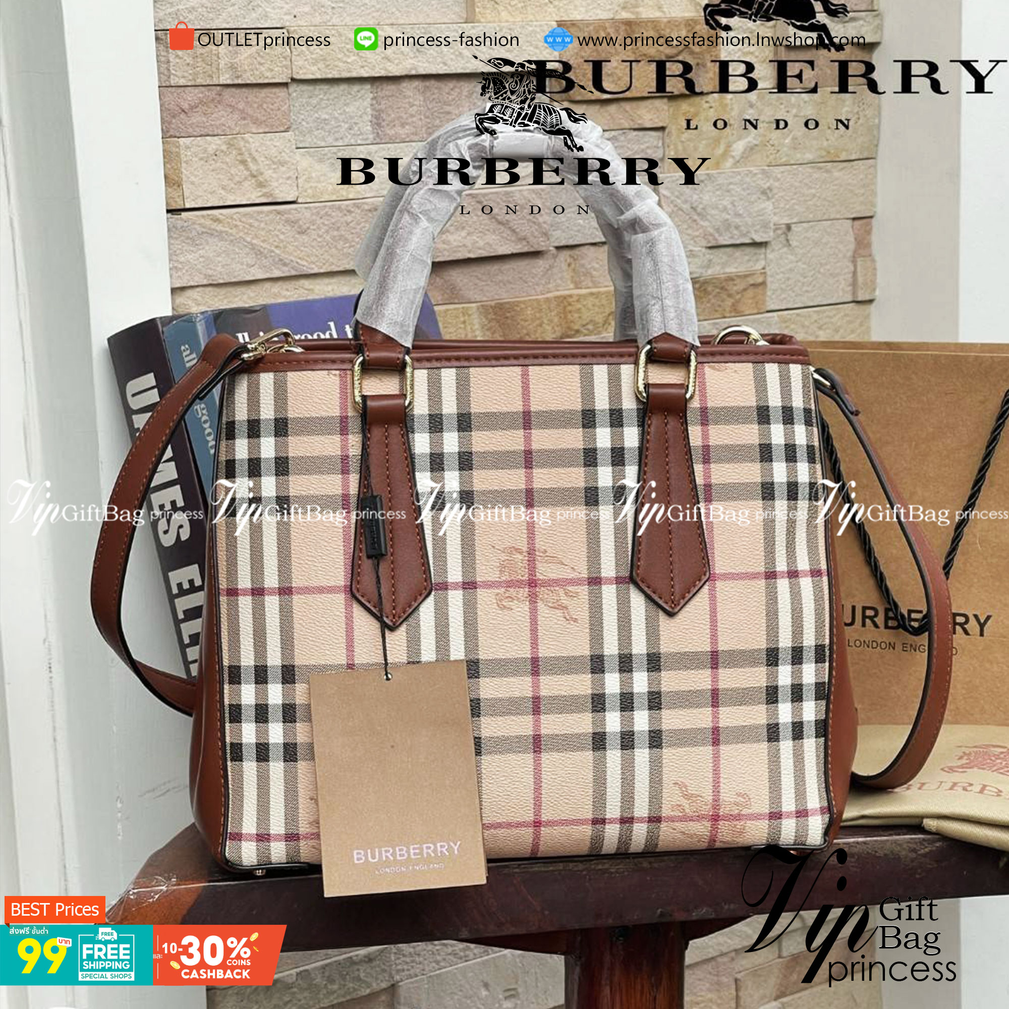 Burberry Medium title tote bag กระเป๋าทำงานดีไซน์สวย เป็นกระเป๋า Tote ที่ออกแบบมาเพื่อให้เหมาะกับการใช้งานของสาวออฟฟิต ที่สามารถจัดของให้เป็นให้ระเบียบ เพราะมีหลายช่องรวมถึงช่องซิป ที่สาทารถช่วยให้แยกของให้เป็นระเบียบและหยิบใช้ได้ง่ายขึ้น ลวดลาย Vintage C