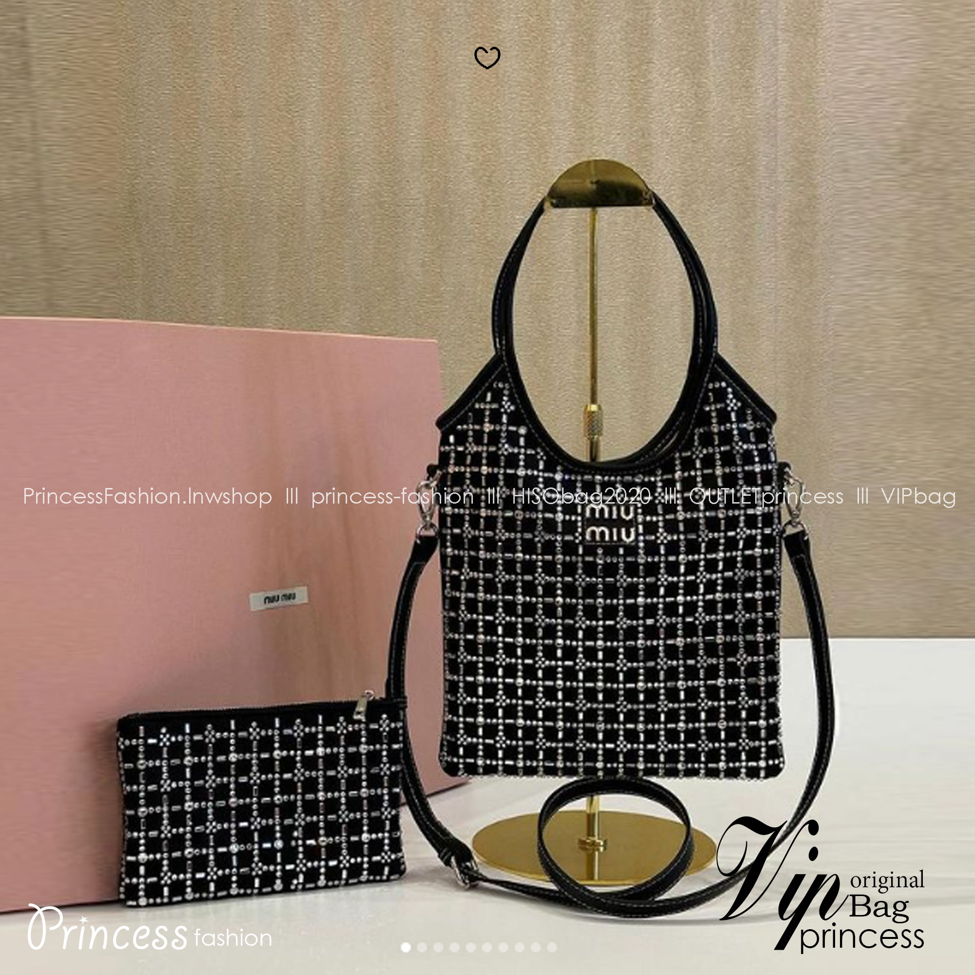 MIU MIU small crystals net tote bag กระเป๋าทรงโท้ทไซส์เล็ก น่ารัก สุดคิ้วประดับคริสตัลสวยงามที่สุด เอาใจสาวๆ สายหวาน ไอเท็มใหม่รีบมีใช้ก่อนใคร สวยก่อนใครได้แล้วน้า