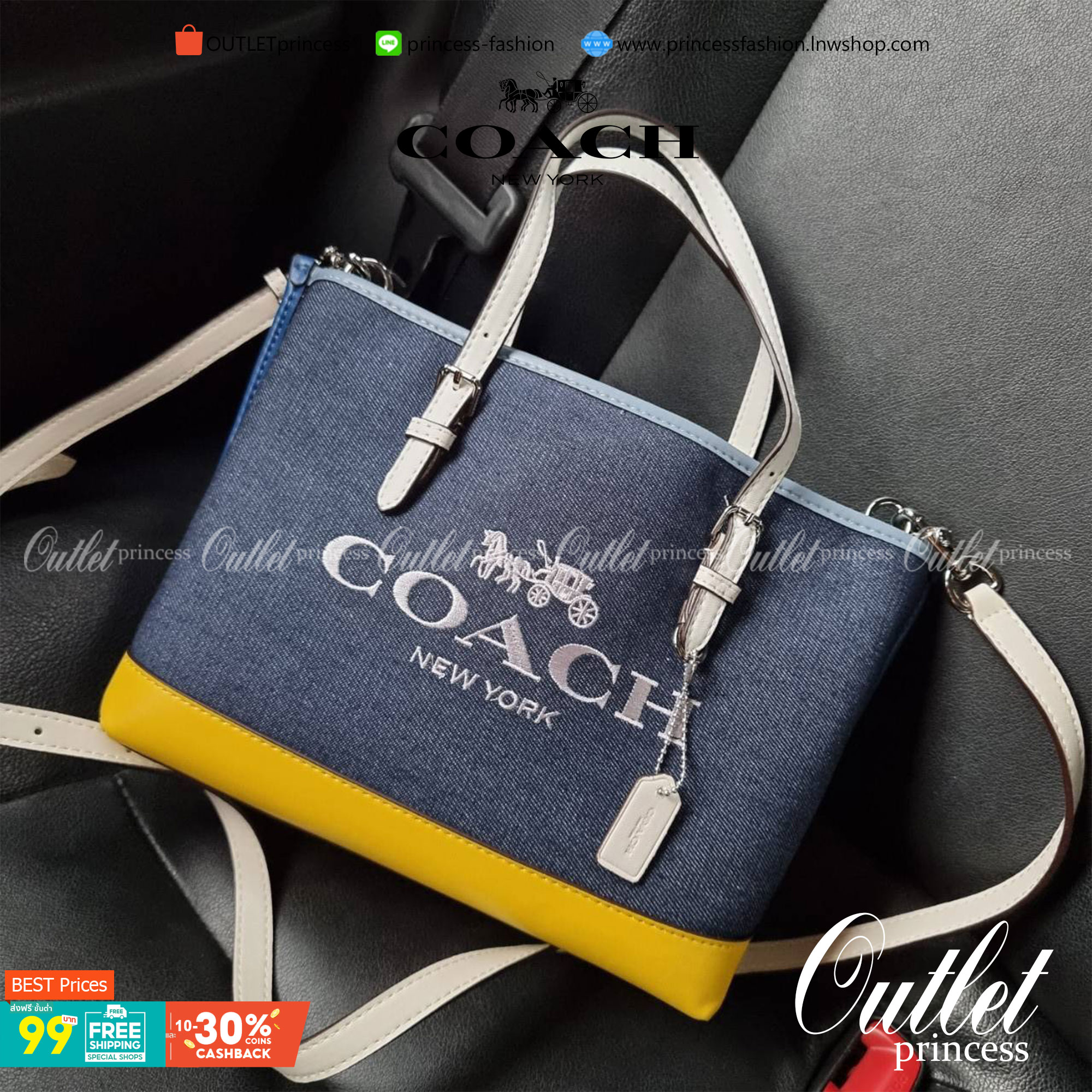 COACH C4085 MOLLIE TOTE 25 IN COLORBLOCK กระเป๋าทรงโท้ทยอดฮิต ขนาดมินิไซส์ ดีไซน์สวยคมทุกรุ่น!! ตกแต่งซิกเนเจอร์ถักทออยู่บนผ้าแคนวาส ดูโดดเด่น ภายในเป็นช่องโล่ง มีช่องซิปกลางใส่ของได้ ขนาดกำลังดีแบบใส่ของได้ครบครัน มาพร้อมสายสะพายข้าง หรือจะถือคล้องแขนเก๋
