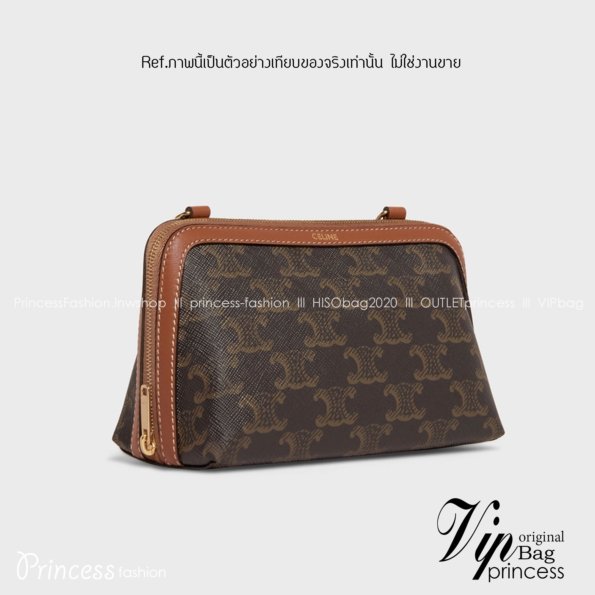 CELINE CLUTCH WITH CHAIN IN TRIOMPHE CANVAS AND LAMBSKIN / CELINE POUCH กระเป๋าสะพายกึ่งคลัทช์ มินิไซส์ เอาใจสาวๆสายสะดวก!! พกพาง่าย สะพายกำลังสวย วัสดุหนังแคนวาส ดีไซน์ใหม่