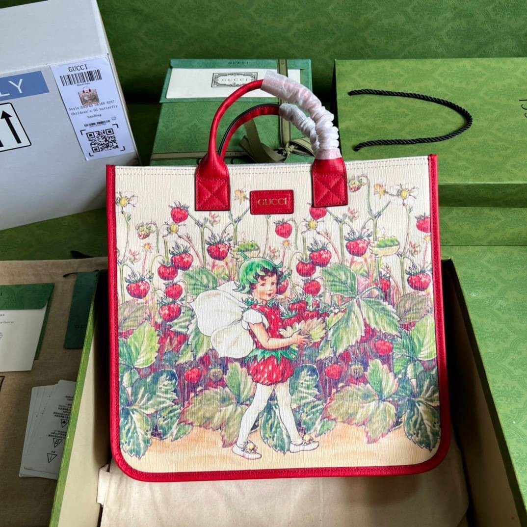 GUCCI Fairies Strawberry Tote Bag / Gucci kid tote พร้อมส่ง เกรดท็อปออรินอล งานเหมือนสุด หนังแท้ สวยงามตามรูป TOP ORIGINAL 1:1 เกรดเทียบแท้ ใช้สลับแท้ได้ ใช้งานต่างประเทศได้