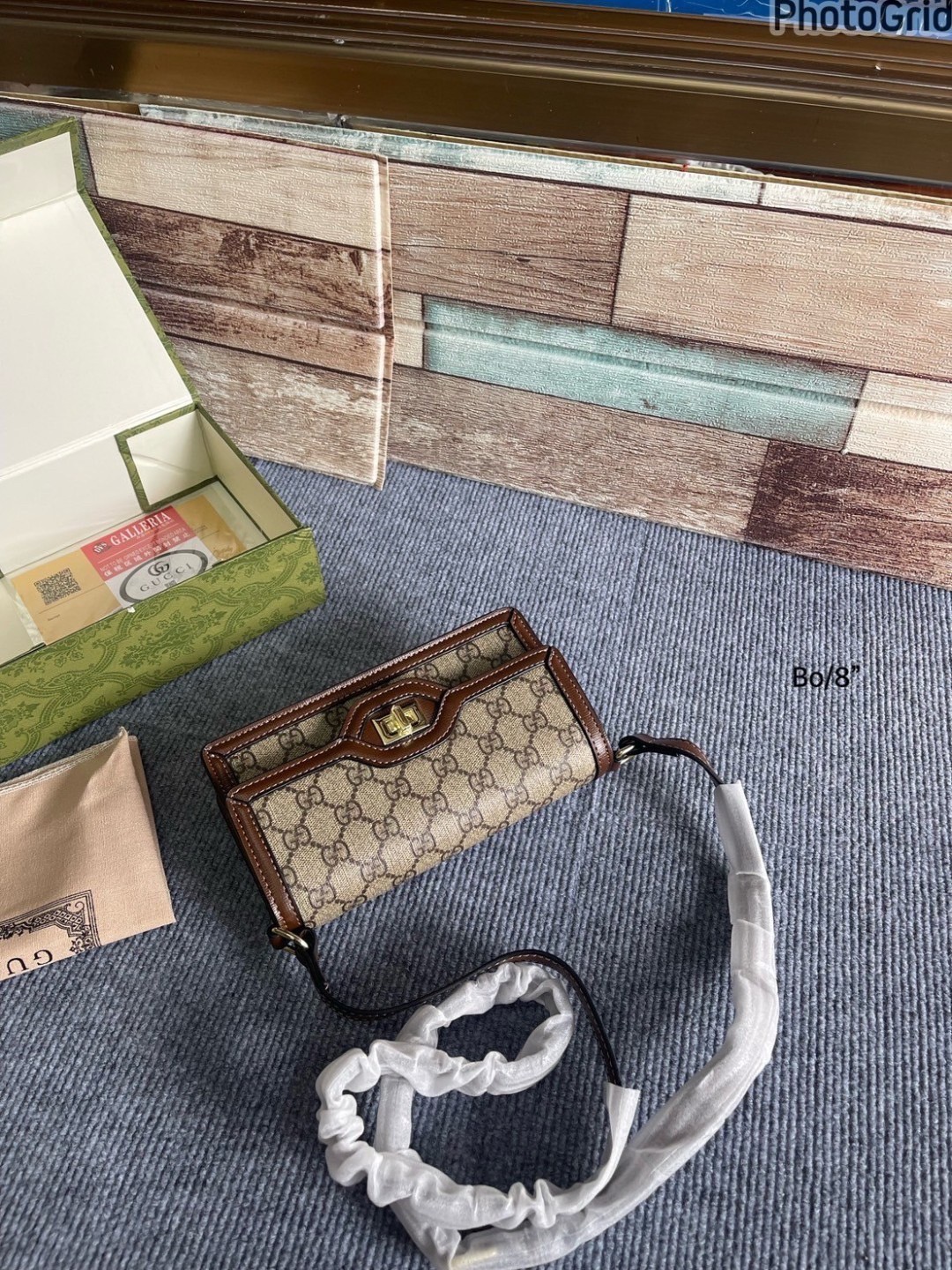 GUCCI Luce Mini Crossbody GG Canvas Bag กระเป๋าสะพายดีไซน์วินเทจ รุ่นฮิตในตำนาน ดีไซน์ร่วมสมัยสวยเรียบหรู สะพายง่ายไม่เจ็บไหล่ รูปทรงดีไซน์ร่วมสมัย