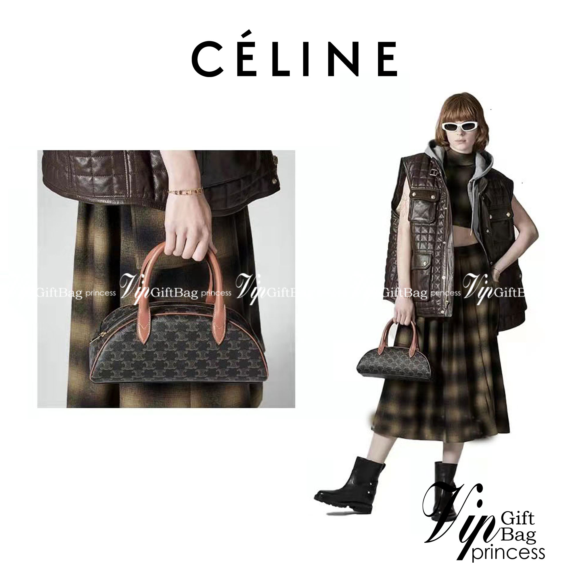 หนังแท้ CELINE MEDIUM TECKEL IN TRIOMPHE CANVAS AND CALFSKIN TAN / CELINE TRIOMPHE SHOULDER BAG / CELINE TRIOMPHE HANDBAG กระเป๋าถือหรือสะพายไหล่ ก็ปังๆ ยาวๆ ไปเลยสิค่ะ งานหนังแท้ทั้งใบสวยหรู สวยมากกก เก๋มาก ต้องมีแล้วค่าา แบบใหม่ล่าสุด งานพึ่งเข้ามาน้อยน