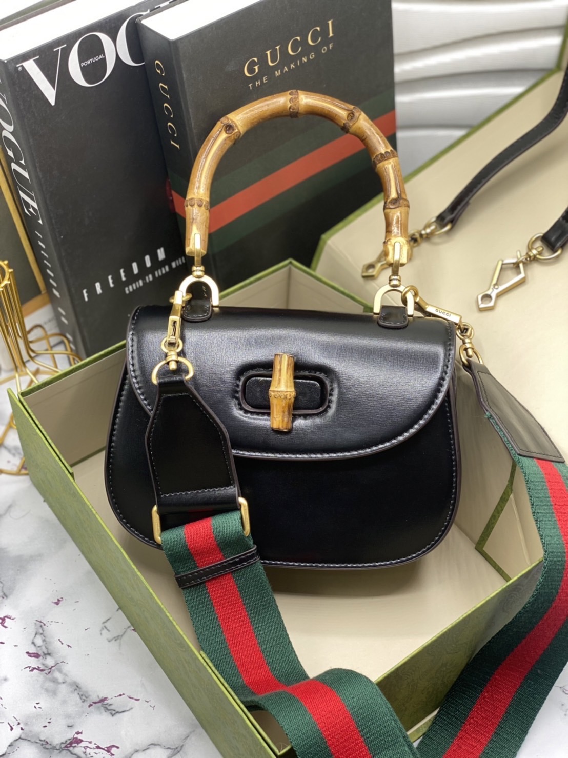 หนังแท้ Gucci Bamboo 1947 small top handle bag พร้อมส่งที่ไทย