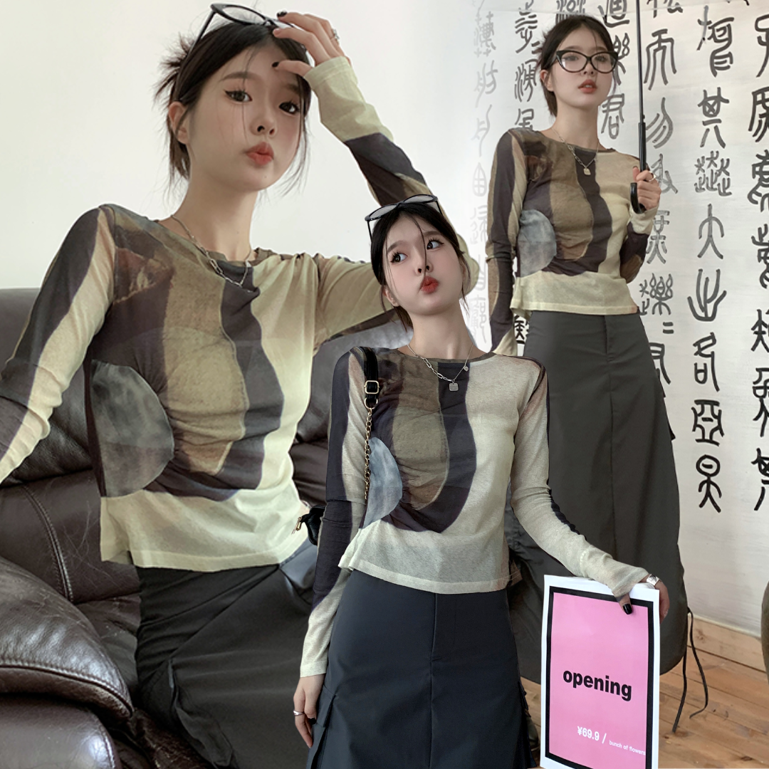 พร้อมส่ง 🌂 Shirt chiwa เสื้อแขนยาวผ้าซีทรูเข้ารูปสวยมาก (IN38368)