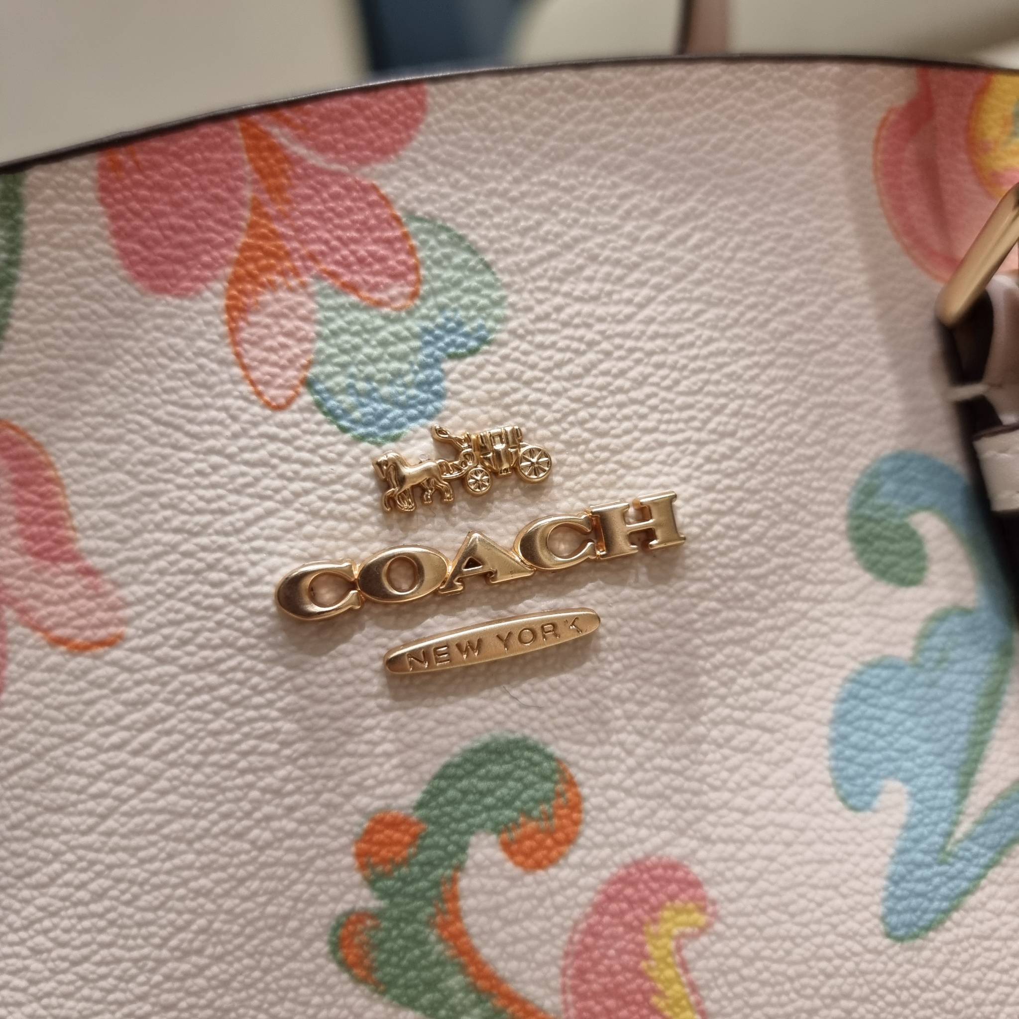 COACH C8217 MOLLIE TOTE 25 WITH DREAMY LAND FLORAL PRINT คอลใหม่ล่าสุด ยังไม่เข้า shop ไทย สวยๆแบบไม่ต้องรอพรีฯให้ยาวนาน กับกระเป๋าโท้ทไซส์เล็กที่สาวๆต่างก็ต้องปักใจรัก สวยสมใจ ดีไซน์ลวดลายดอกไม้ คละเคล้าเต็มใบ ละมุน สดใส น่าใช้สุดๆ วัสดุหนังแคนวาส ภายในโ
