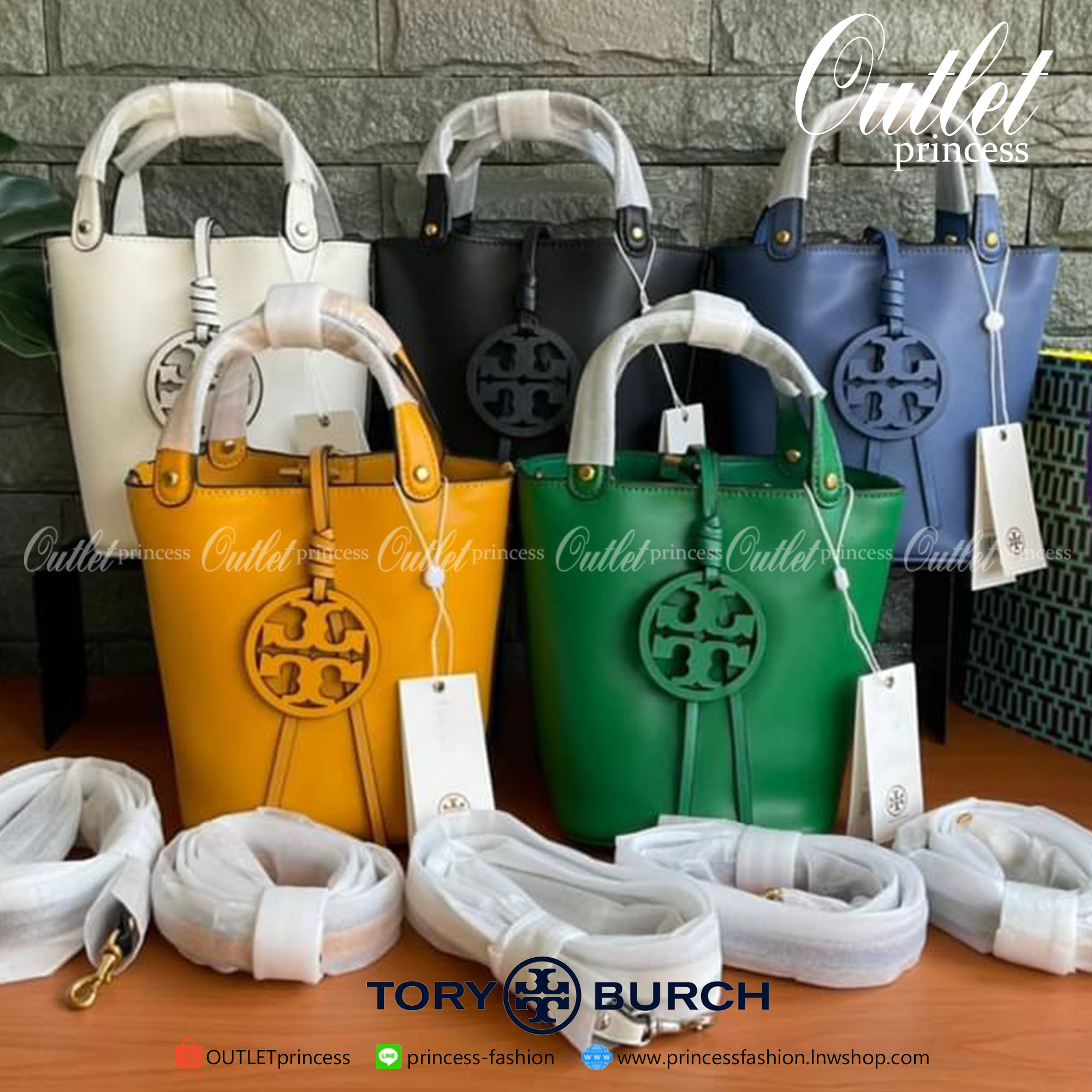 TORY BURCH LEATHER BUCKET BAG MILLER MINI BAG รุ่น 55222 กระเป๋าสะพาย Crossbody ทรงถังสวยสุดฮิต เป็นรูปทรงใหม่