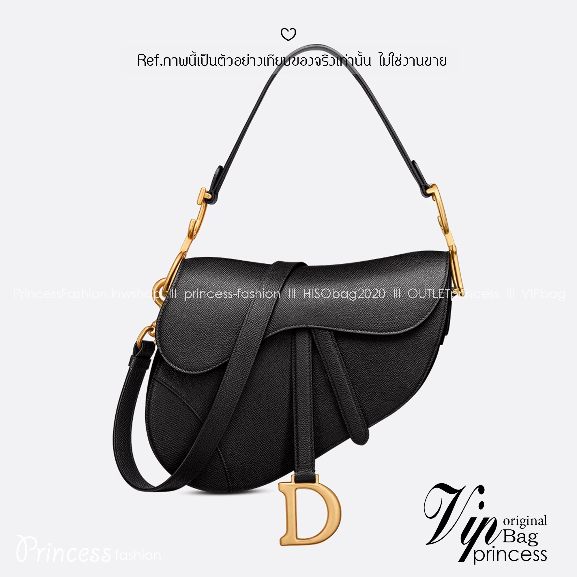 ORI หนังแท้ | DIOR Saddle Bag with Strap Grained Leather กระเป๋าถือ/สะพายทรงอานม้า รุ่นยอดนิยมที่มีเอกลักษณ์สวยงามเหนือกาลเวลา ลูกเล่นห้อยด้วยตัวอักษร D ตรงหูหิ้วมีกิมมิค CD สวยหรูดูแพง