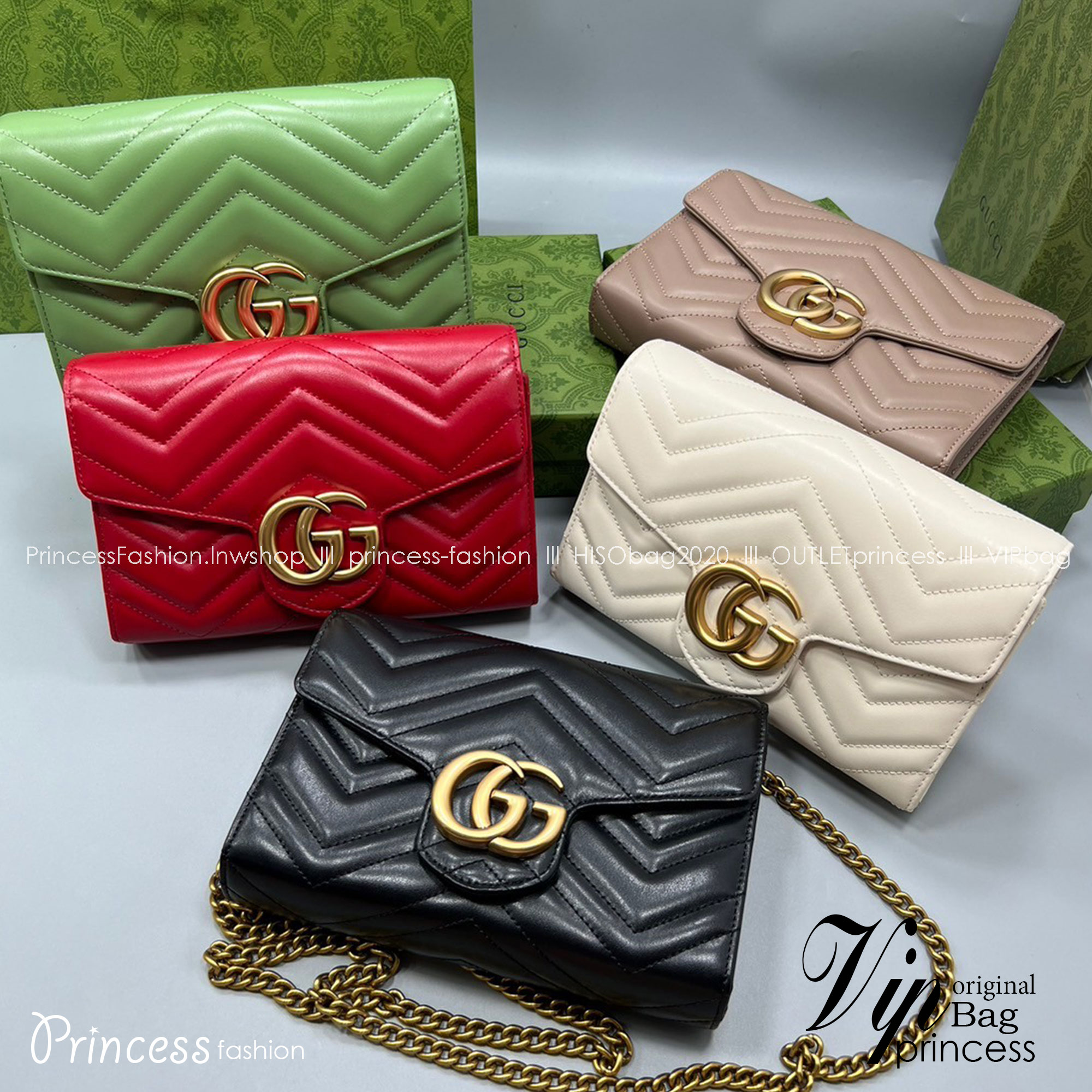 GUCCI GG Marmont Chain Wallet Matelasse Mini Soft Leather / GUCCI WOC เกรดออรินอล งานหนังสวยมากค่ะ ละมุนที่สุด ใส่บัตร ใส่แบงค์ได้ รับรองว่าจะเป็นกระเป๋าที่จะหยิบใช้งานได้บ่อยๆ รับประกันความสวยปังค่าาา