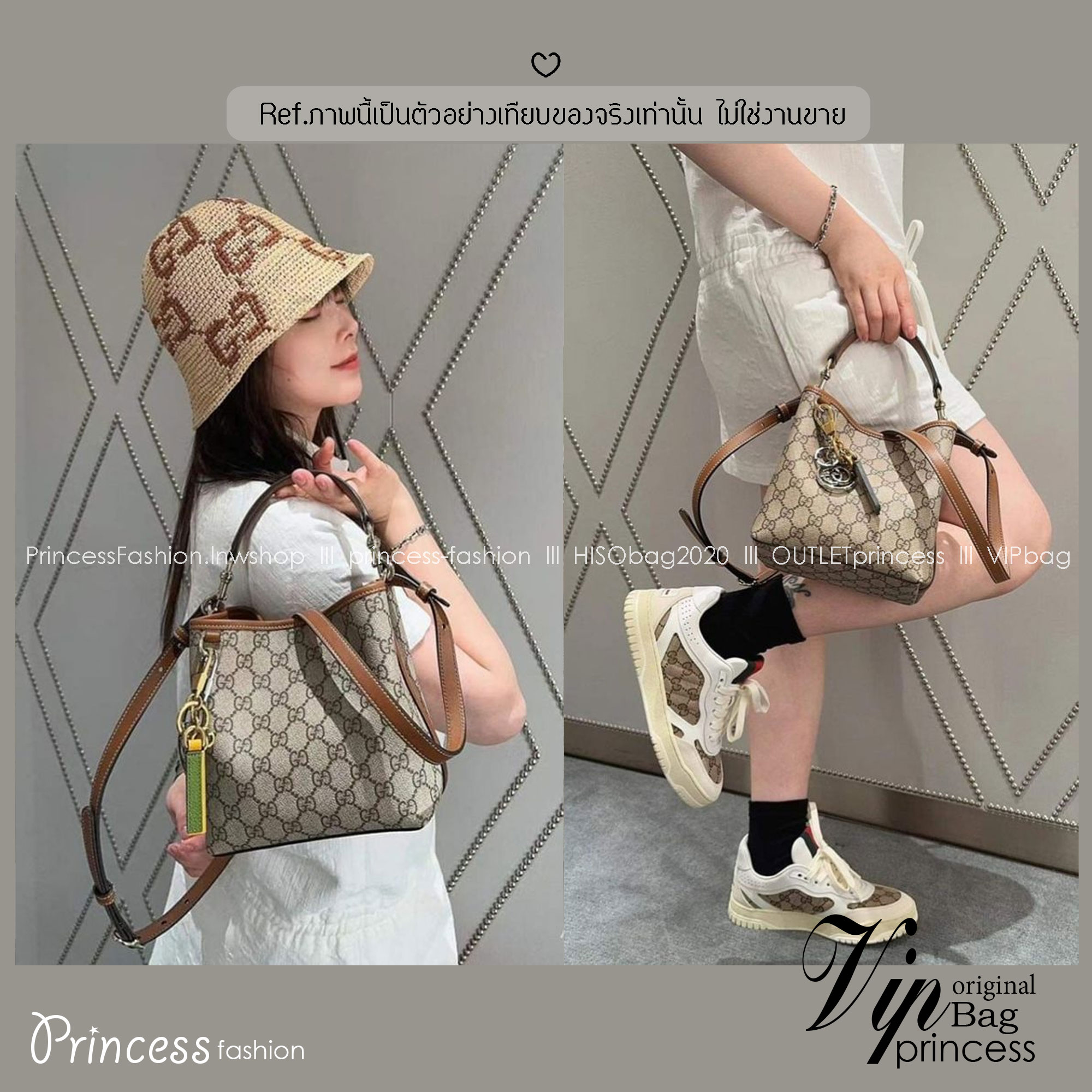 7.5" ORI หนังแท้ | Gucci GG Emblem small bucket bag กระเป๋าสะพายทรงบัคเก็ตใบเล็ก คอลใหม่ตีความประวัติศาสตร์แห่งความสง่างามและงานฝีมือของแบรนด์ขึ้นใหม่