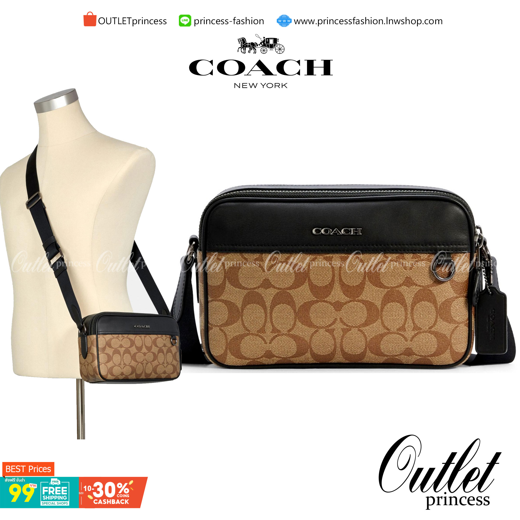 COACH GRAHAM CROSSBODY IN SIGNATURE CANVAS (COACH C4149) กระเป๋าครอสบอดี้รุ่นยอดฮิตสำหรับหนุ่มๆ ที่สาวๆก็ใช้ได้!! รูปทรงดีไซน์คลาสสิค ใช้งานสะดวก วัสดุหนังแคนวาสเคลือบลาย เปิด-ปิดด้วยซิป ภายในเป็นช่องโล่ง ใส่ของสำคัญได้ครบ สายสะพายปรับได้ตามตัว มีมาให้ช้อ