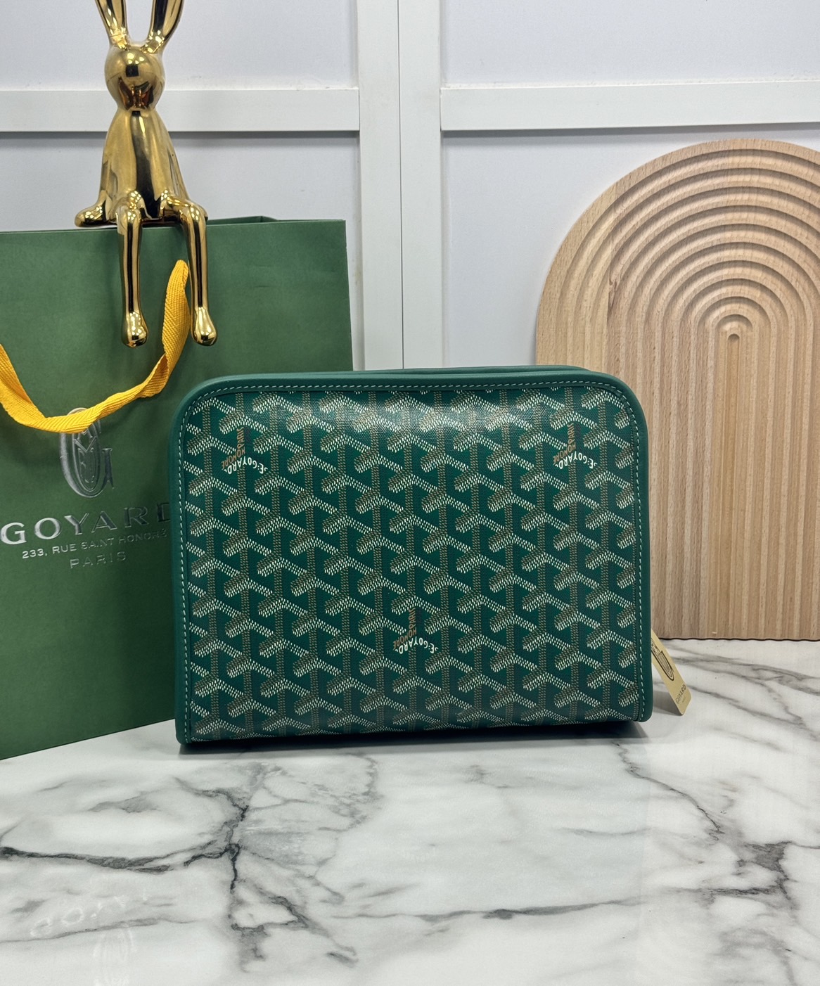 ORI หนังแท้ | Goyard Jouvence MM Toiletry Bag / Goyard Clutch bag กระเป๋าทรงคลัชกะทัดรัด เหมาะสำหรับการเก็บของในแนวตั้งและป้องกันการหกหรือรั่วไหล แคนวาสทำความสะอาดง่าย