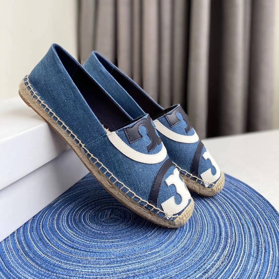 Tory Burch Espadrilles / Tory burch Poppy Espadrille Canvas / TORY BURCH SHOES เกรดออริจินอล พร้อมส่ง ภาพถ่ายจากสินค้าจริง ใช้งานต่างประเทศได้