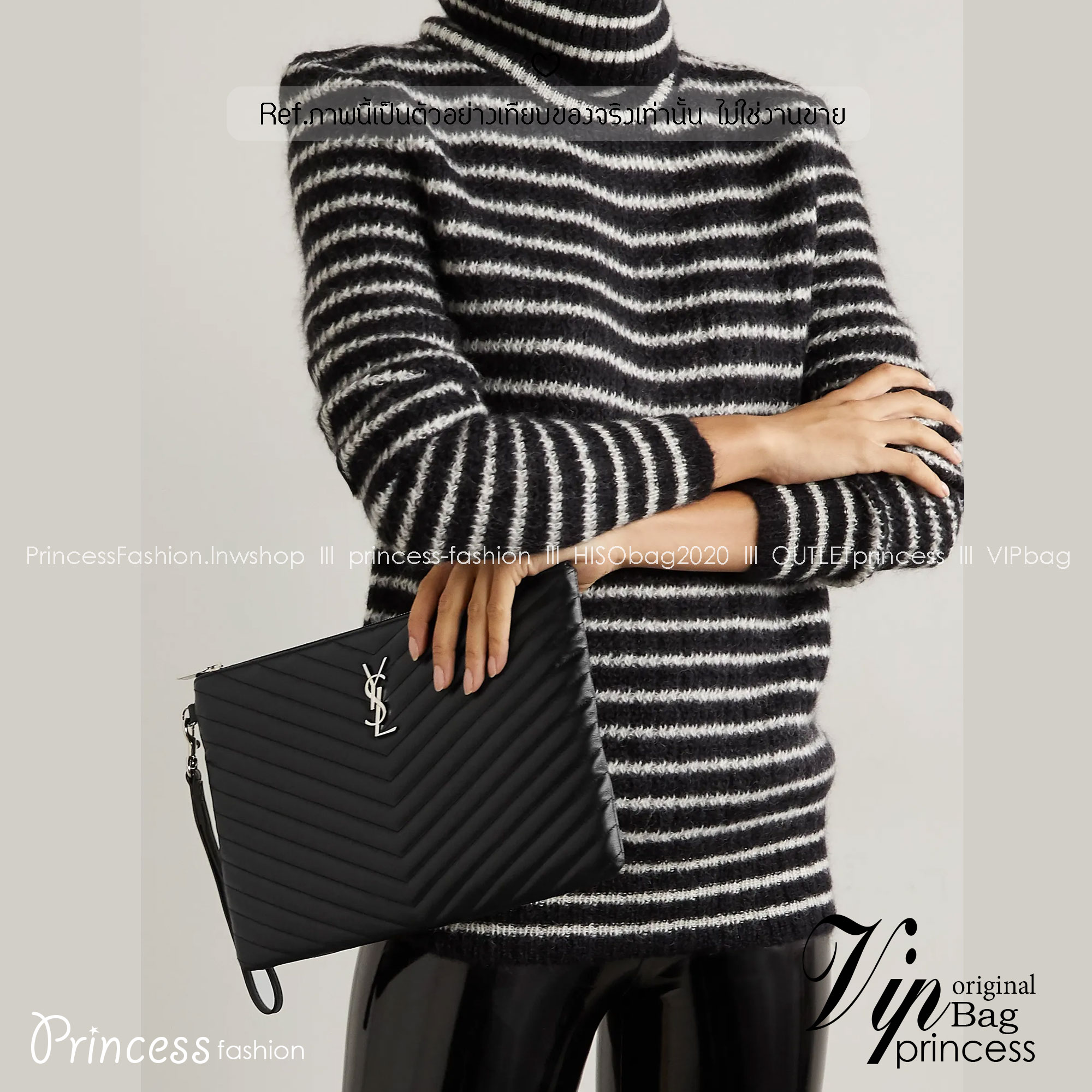 YSL Clutch Pouch in Matelasse Leather Bag กระเป๋าทรงคลัช/ทรงพอชสุดชิค ดีไซน์เรียบหรู โดดเด่นด้วยโลโก้ด้านหน้า เพิ่มดีเทลความผู้ดี พกพาง่าย ใช้งานสะดวกพร้อมสายคล้องมือ