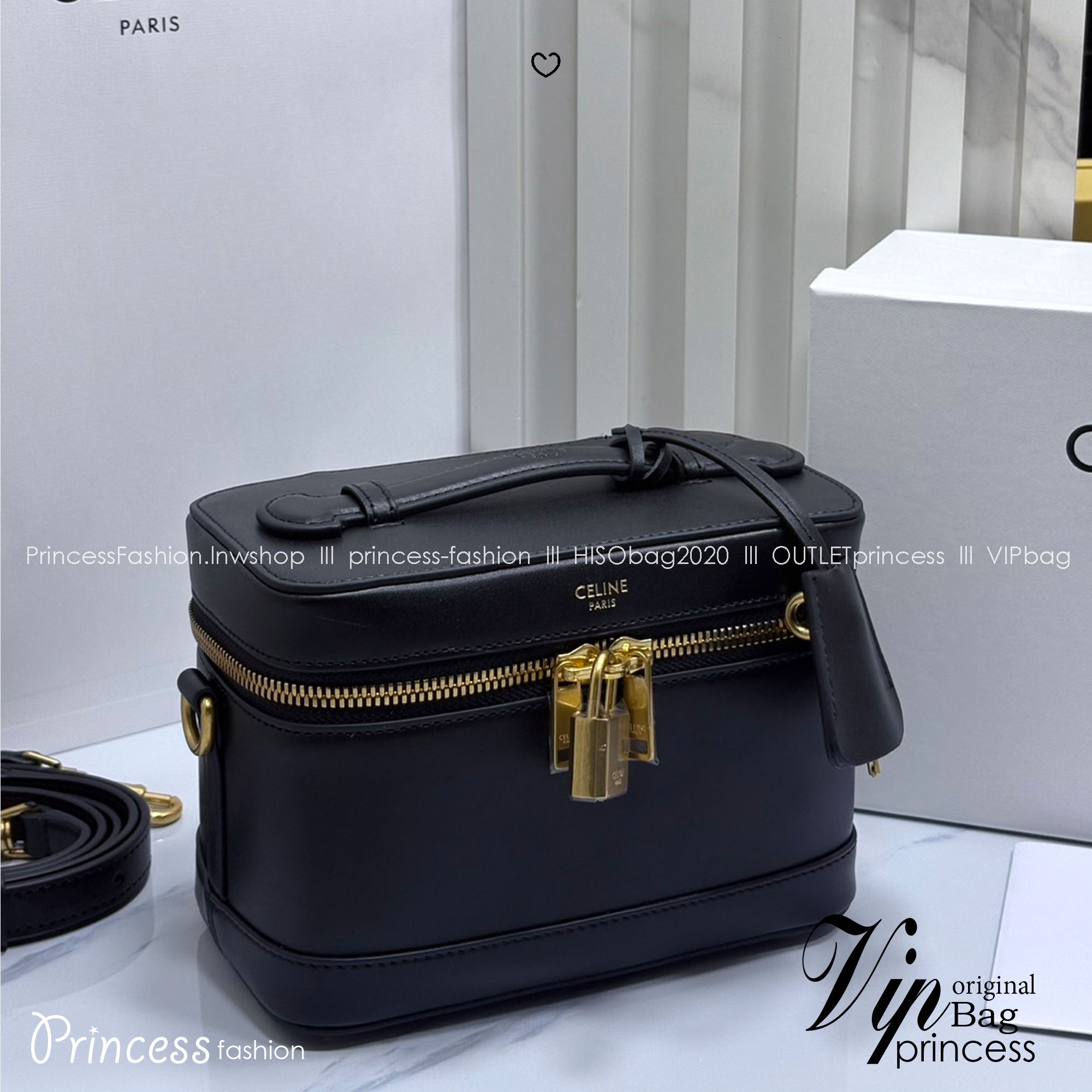 ORI หนังแท้ | CELINE VANITY BAG พลาดไม่ได้เลยกับคอลสุดคิ้ว กับกระเป๋าถือ/สะพายได้ทรงกล่อง ใช้สะพายได้ทุกวันอย่างคล่องตัวดีไซน์ใหม่สวยลาสสิค