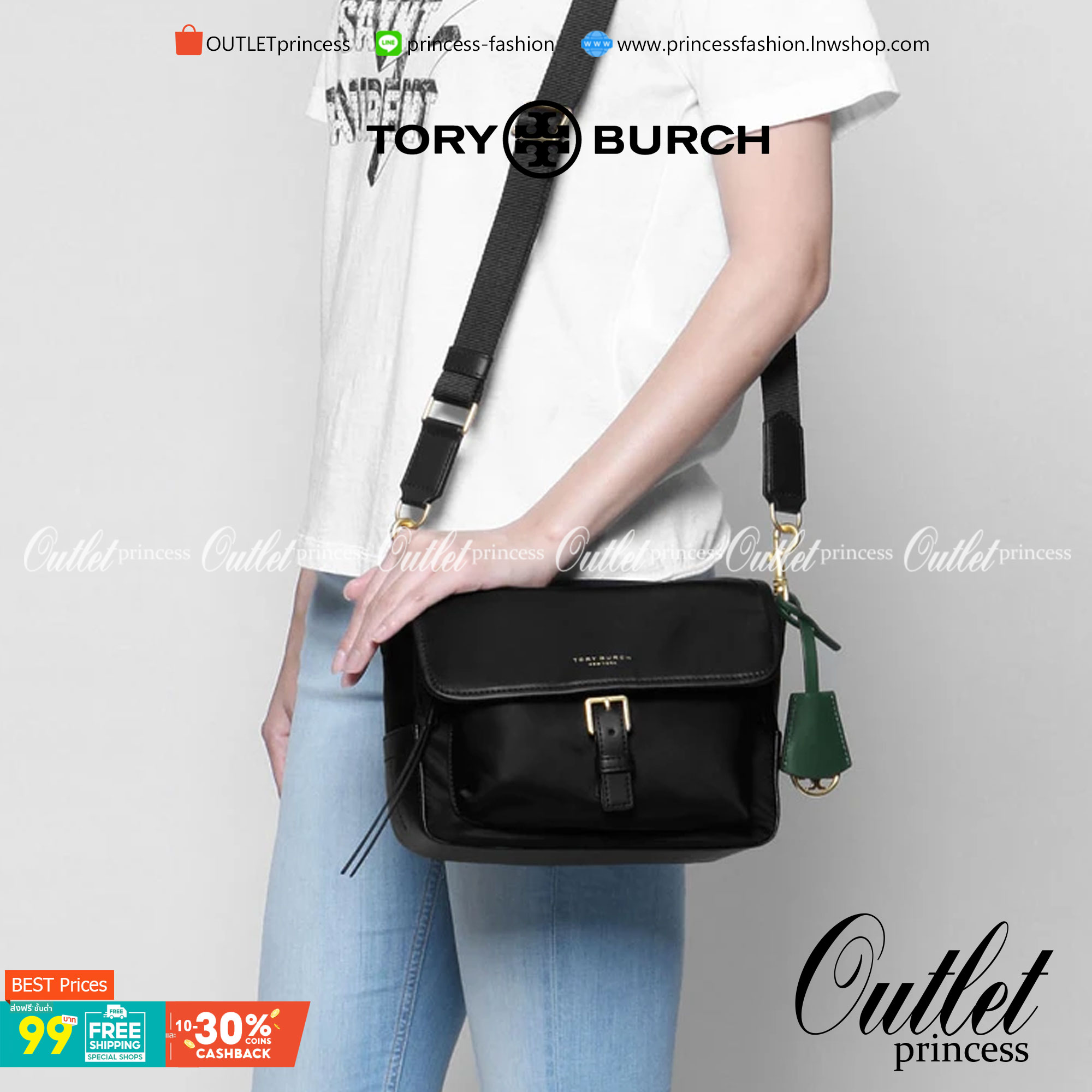Tory Burch Perry Nylon Crossbody Woman’s HandBags กระเป๋าแบรนด์ดังจากนิวยอร์ค ที่เน้นฟังก์ชั่นกับการใช้ที่ง่ายแต่แฝงความหรูหรา มีสายสะพาย2เส้น ทั้งสายสั้นและสายยาวถอดแยกใช้งานได้ โดยจะใช้ได้ทั้งแบบทางการและกึ่งการทาง มีดีไซน์ที่เป็นเอกลักษณ์ ทันสมัย เป็นอ