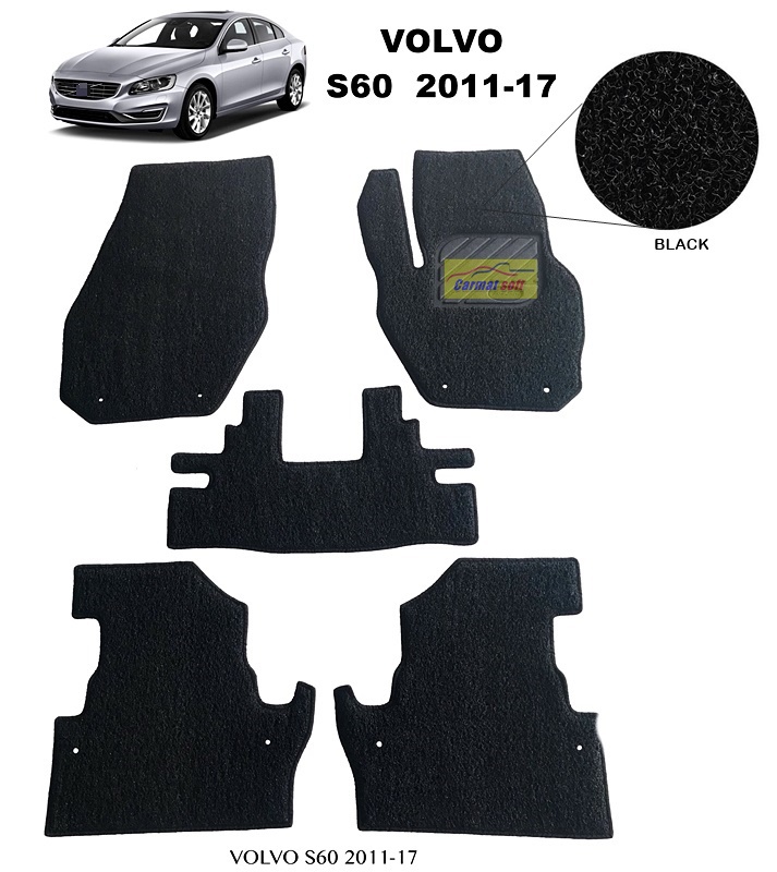 พรมดักฝุ่นไวนิล VOLVO S60 2011-2017 สีดำ