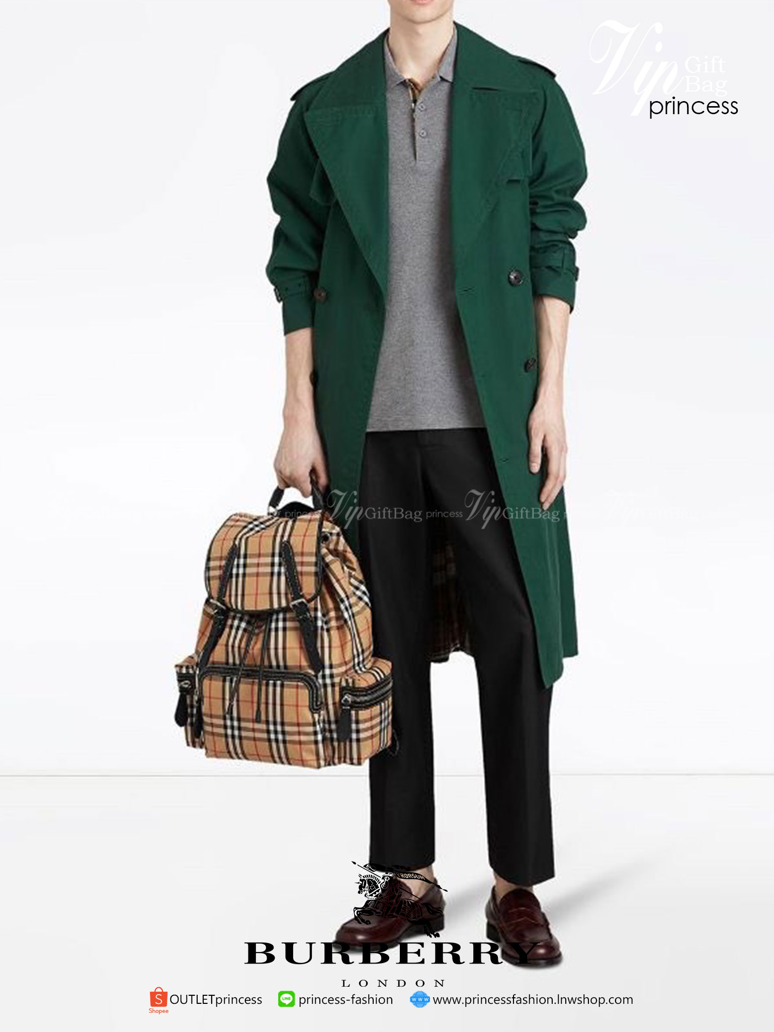 BURBERRY BAGPACK VIP GIFT WITH PURCHASE (GWP) พรีเมี่ยมกิ๊ฟ Limited Edition จาก BURBERRY วัสดุผ้าCanvasสลับหนัง เป้ทรงสวย
