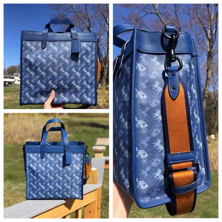 OUTLET 】Coach Field Tote With Horse And Carriage Print พร้อมส่งที่ไทย 89143 Blue True Blue Field Tote