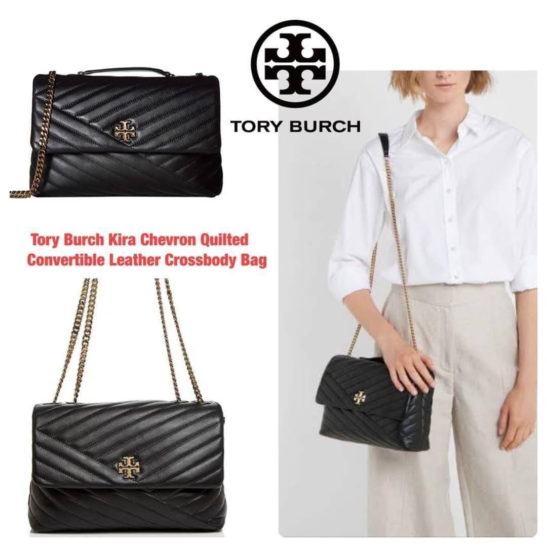 Large : Tory Burch Kira Chevron Quilted Convertible Leather Crossbody Bag เป็นกระเป๋าที่ใช้ในการออกงานสำคัญหรือวันที่มีปาร์ตี้สังสรรค์ คุณควรเลือกใช้กระเป๋าที่มีดีไซน์สะดุดตา เพราะจะช่วยยกระดับและเพิ่มเสน่ห์ให้กับตัวคุณเองมากยิ่งขึ้น หากเป็นงานทางการ เช่น