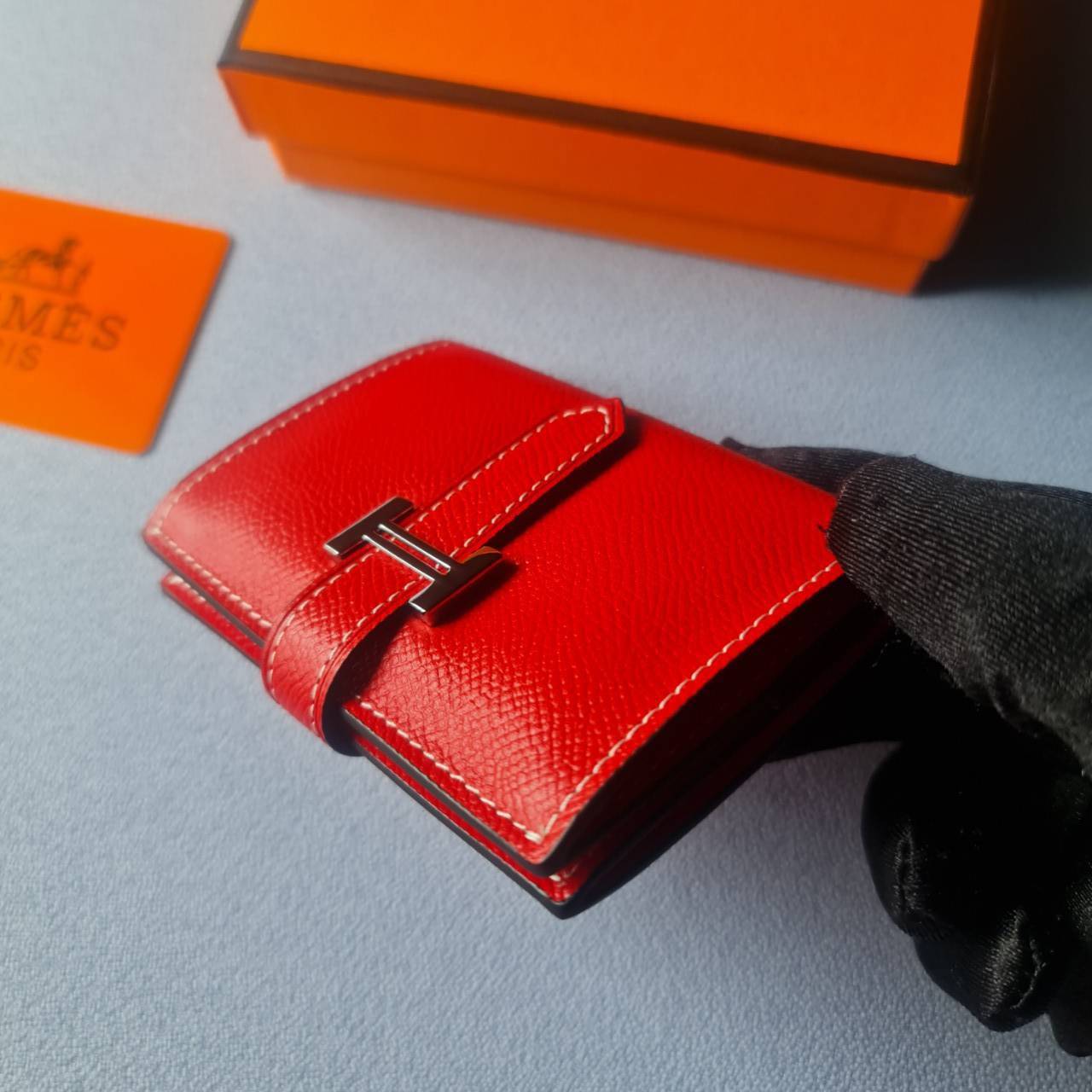 VIP หนังแท้ 】HERMES MINI BEARN WALLET UNISEX