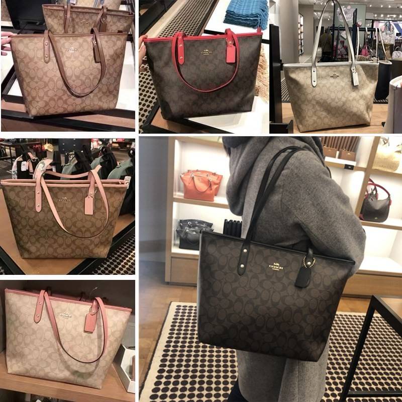 OUTLET 】COACH F58292 CITY ZIP TOTE IN SIGNATURE 16" รุ่นขายดี!! ไซส์ใหญ่ สีสวยมาให้แบบจัดเต็ม!! กระเป๋าถือทรงโท้ทใบใหญ่ สวยน่าใช้ทุกสี สะพายคล้องไหล่ได้เก๋ๆ จุของแน่นๆไปเลยจ้า!! วัสดุหนังแคนวาสคุณภาพ ปากกระเป๋าเปิด-ปิดด้วยซิป กันของหล่นได้ ถือไปไหนก็