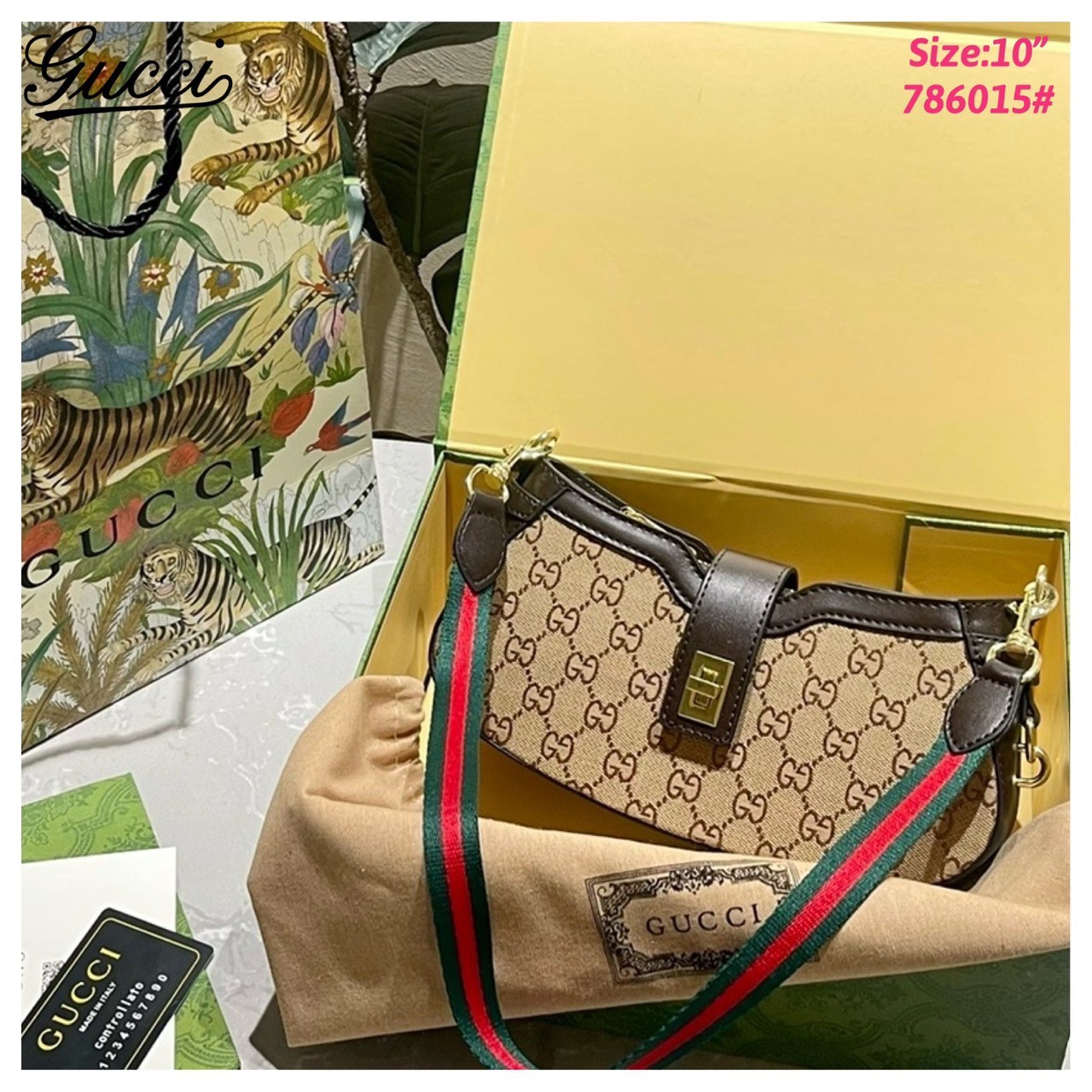 GUCCI moon side mini shoulder bag กระเป๋าสะพายไหล่ดีไซน์วินเทจ คลาสสิคลัคชู ดูผู้ดี สวยแบบน้อยแต่มาก สวยย้อนยุค ขนาดกำลังสวย