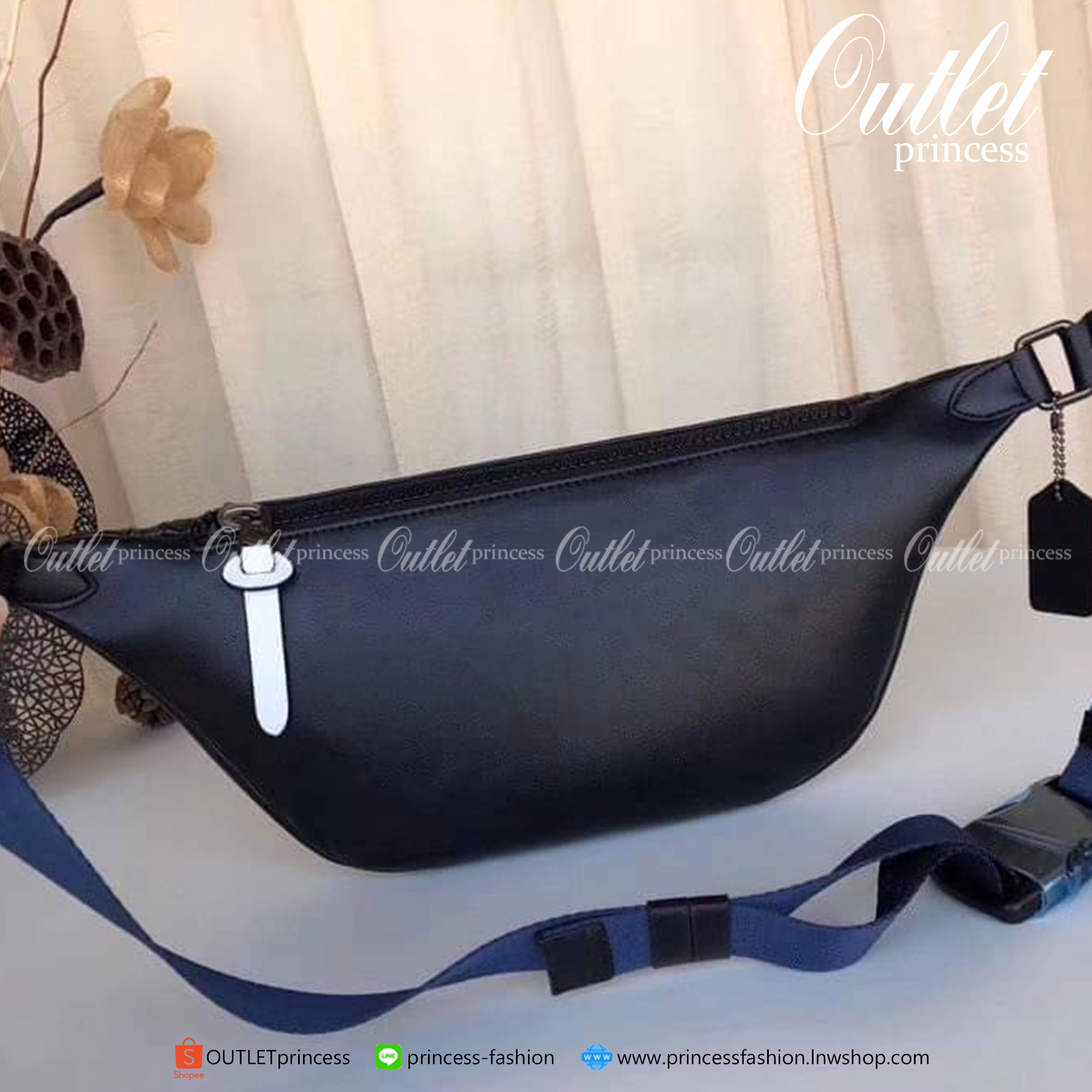 COACH Rivington Belt Bag In Signature Canvas With Coach Patch Black Copper/Black