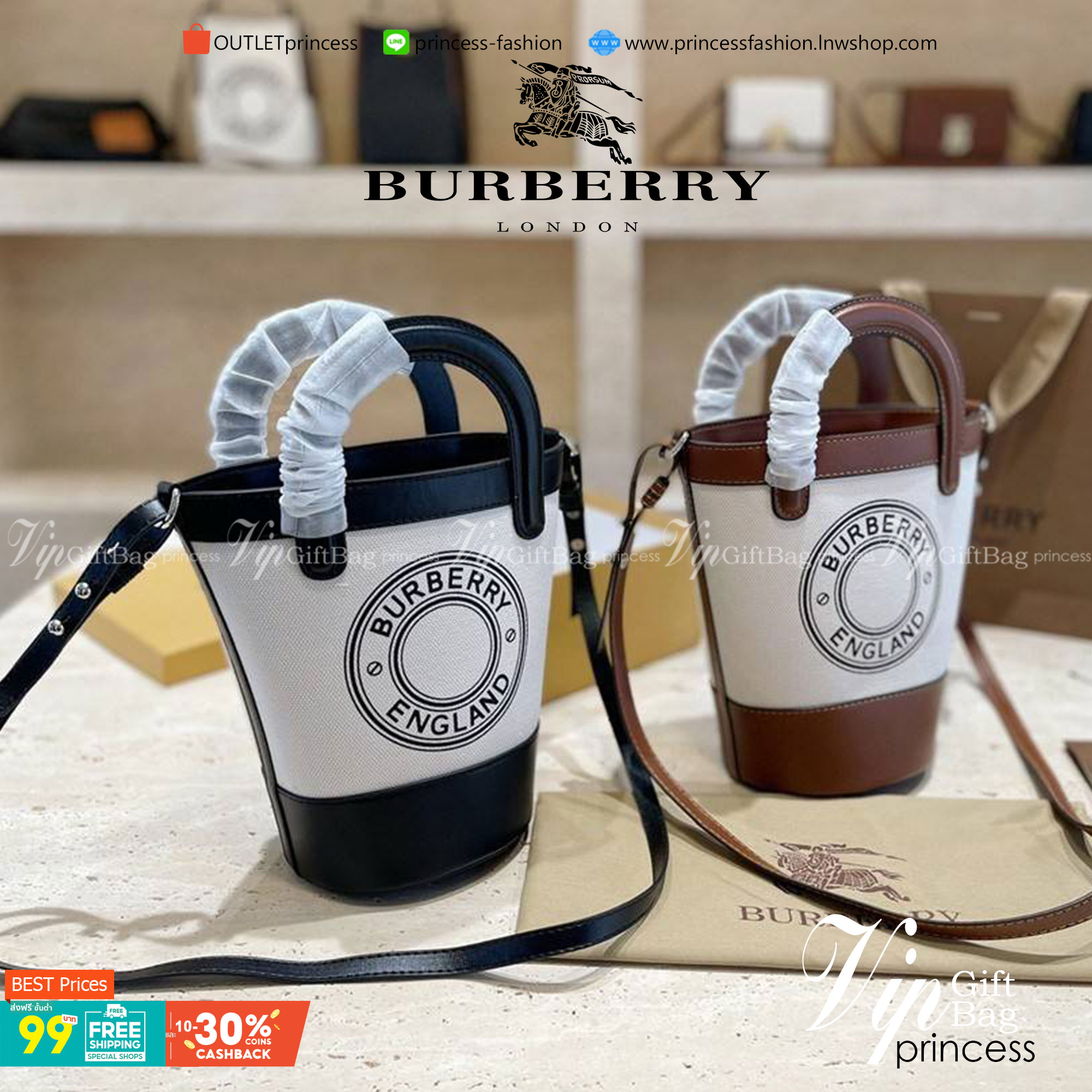 BURBERRY MINI CANVAS CROSSBODY BAG *งานหรูมาก 👑👑 สินค้าพรีเมียมกิ้ฟท์เคาเตอร์น้ำหอมต่างประเทศ กระเป๋าทรง CROSSBODY ใบขนาดกำลังดี *ผ้าแคนวาสคาดหนังวัวแท้ อะไหล่ทอง ปักโลโก้แบรนด์ด้านหน้า ด้านในเปิดปิดด้วยกระดุมคาด สามารถใส่กระเป๋าสตางค์สั้น