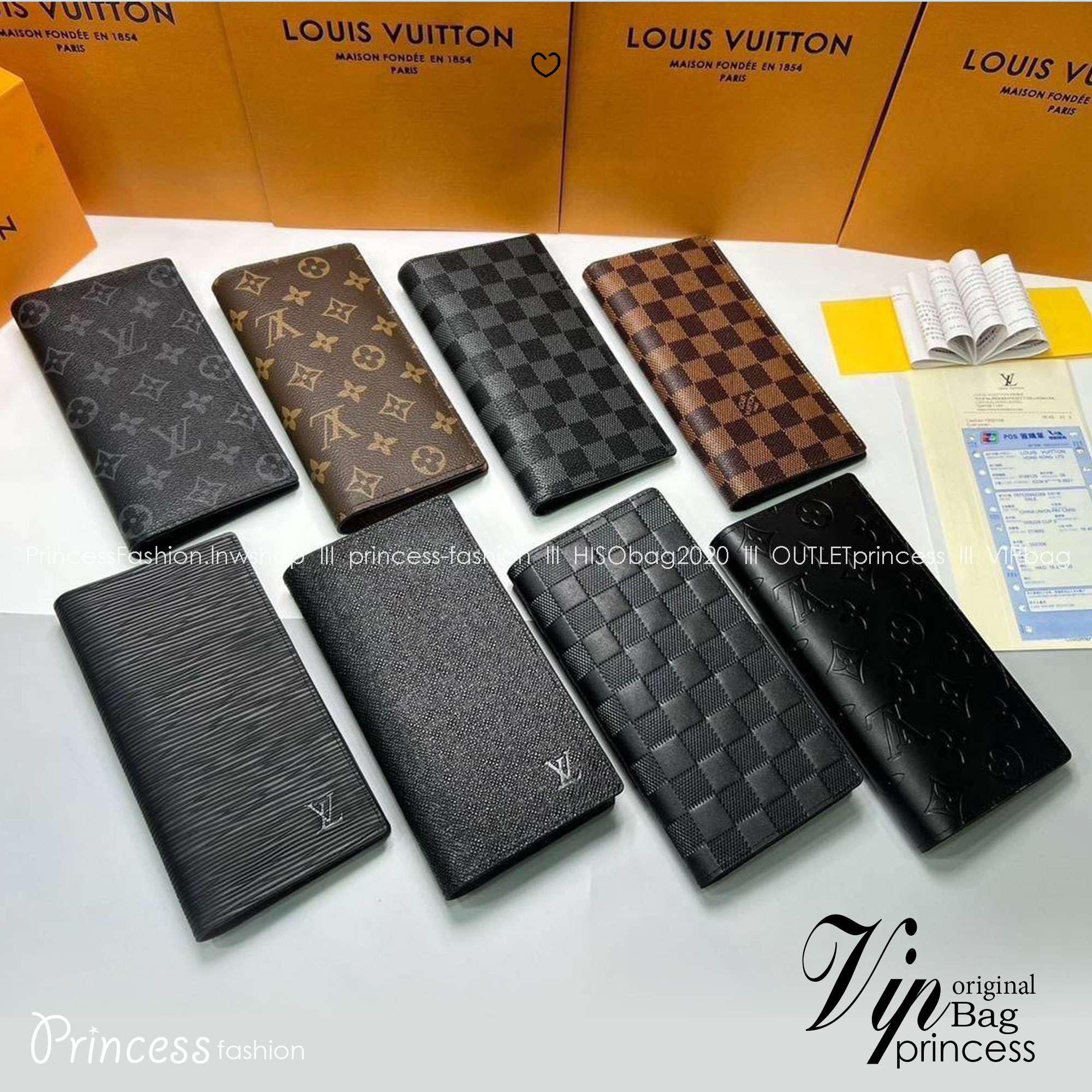 ORI หนังแท้ | LV Long Wallet / LV Brazza Damier Graphite กระเป๋าสตางค์ใบยาว กระเป๋าสตางค์ผู้ชาย