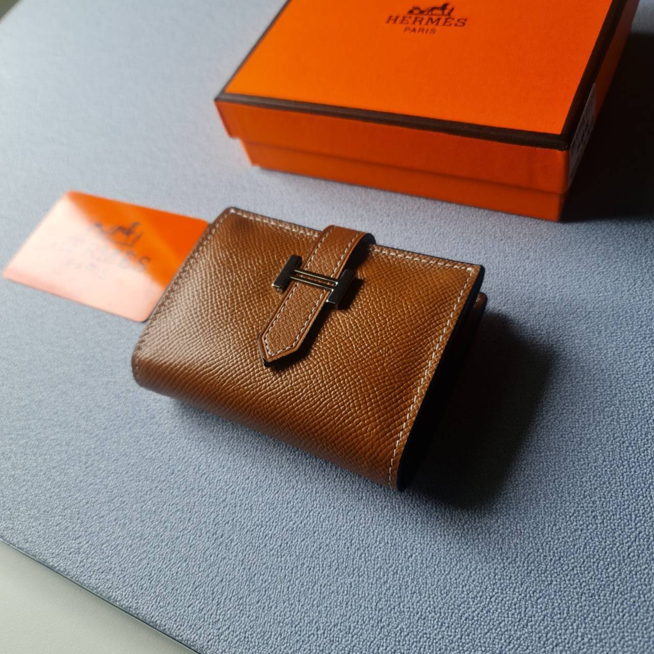 VIP หนังแท้ 】HERMES MINI BEARN WALLET UNISEX