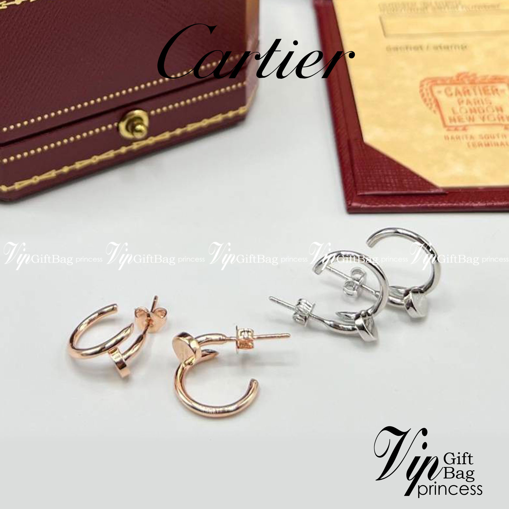 Cartier JUSTE UN CLOU EARRINGS ต่างหูตะปูคาเทียร์ เกรดออริจินิล ปั้มทุกจุด วัสดุคุณภาพดี ไม่ลอกไม่ดำ พร้อมกล่องหนาตามแบบปั้มลายแบรนด์ ภาพสินค้าถ่ายจากงานขายจริง ใช้งานต่างประเทศได้