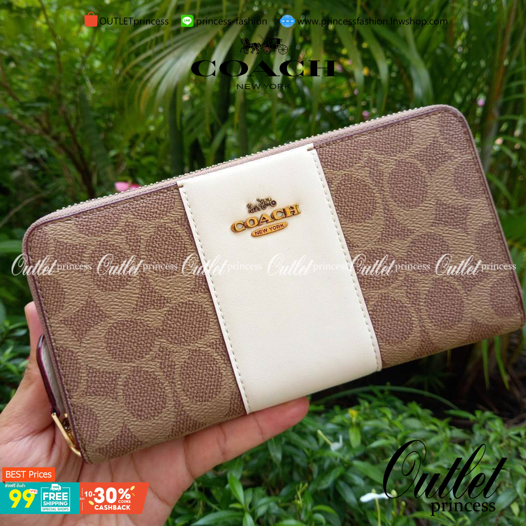 มาเท่าไหรก็ไม่เคยพอจริงๆ มีความต้องการกันถึงขีดสุด❣️😘>>COACH ACCORDION ZIP WALLET IN COLORBLOCK SIGNATURE CANVAS (COACH 31546)🍁กระเป๋าสตางค์ใบยาว ซิปรอบ //วัสดุหนังแคนวาสสลับหนังแท้ ดีไซน์สวย โดดเด่นลงตัวเป็นที่สุด ด้านในมีช่อ