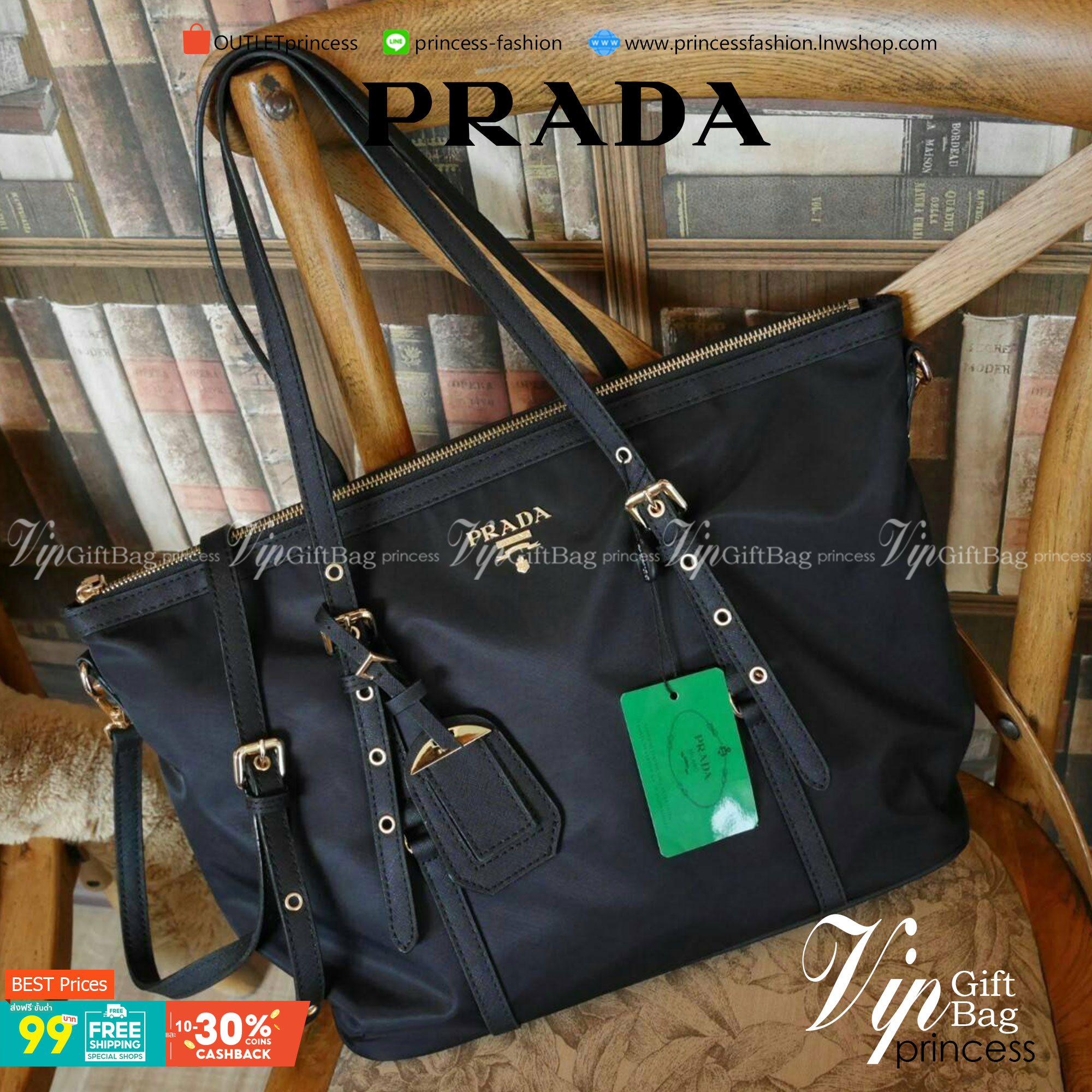 Best Price! & Hot item! สุดคุ้ม 👏👏 งานใบใหญ่ **ใส่ของจุใจ จากงานพรีเมี่ยมกิ้ฟ จากเคาเตอร์ต่างประเทศคะ แบรนด์ PRADA เป็น กระเป๋าผ้าไนล่อน ตามแบบฉบับของแบรนด์เลย หลงรักเลยคะ สะพายไหล่ได้ ถือก็สวยๆ ใช้แล้วสวยมากๆ ใส่ของได้เยอะเว่อร์ คุ้มราคา 