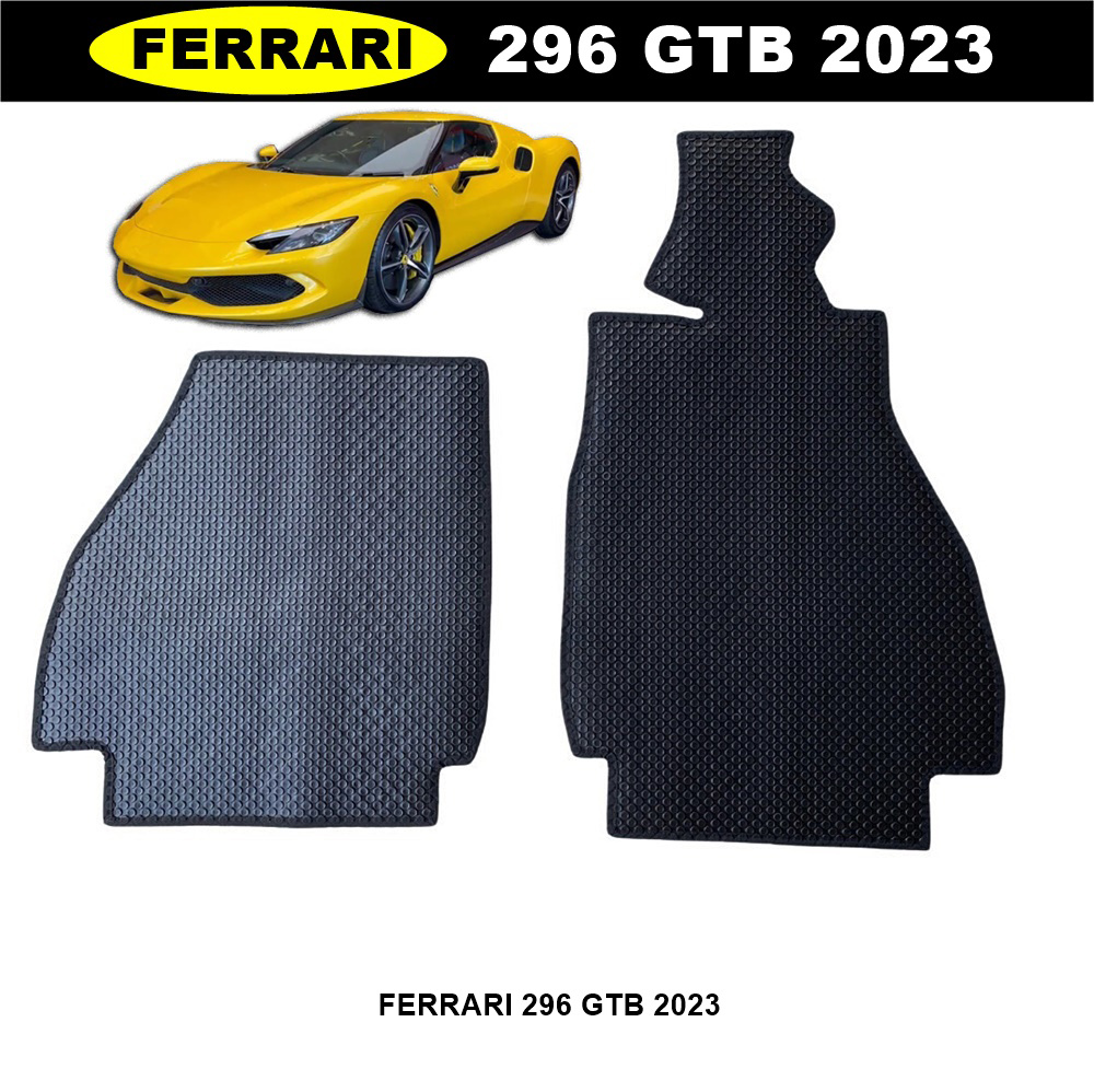 ยางปูพื้นรถยนต์ FERRARI 296 GTB 2023 สีดำ พรมกระดุมเม็ดเล็ก เฟอร์รารี่ เข้ารูป ตรงรุ่นรถ 2ชิ้น