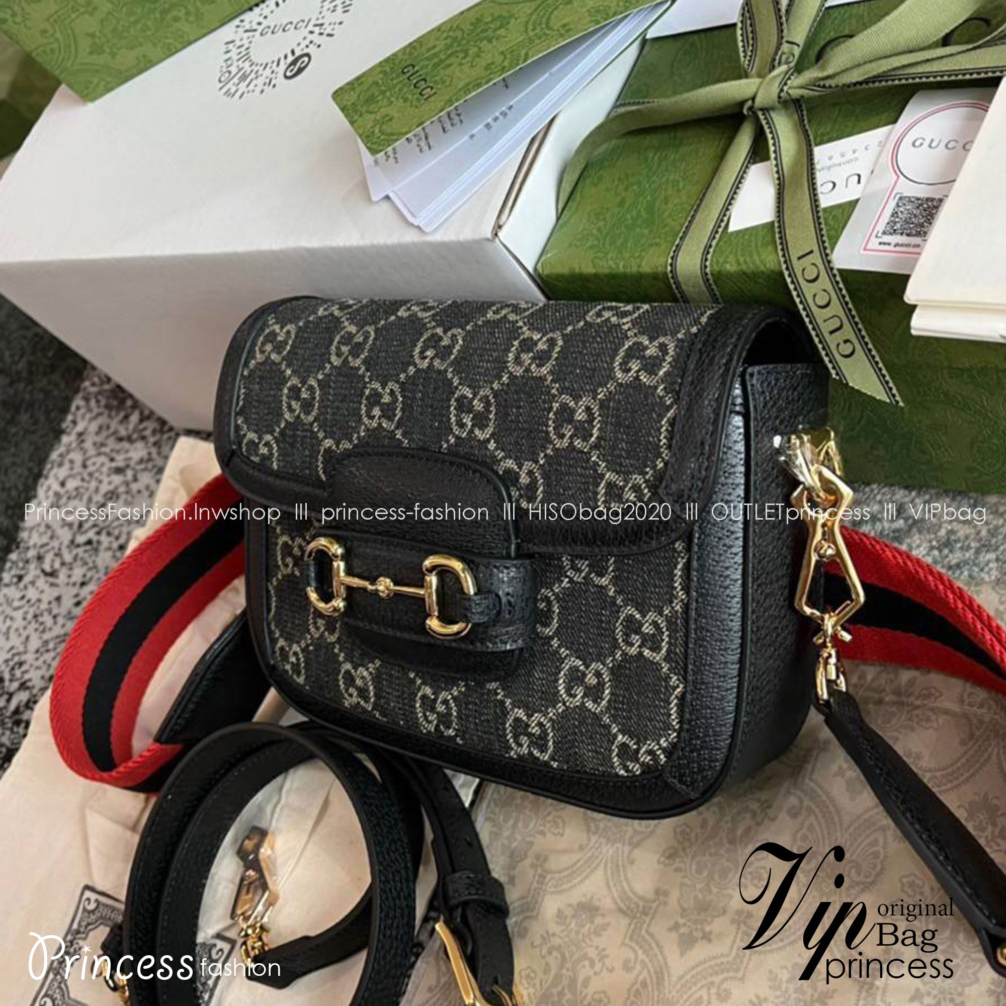 Gucci Horsebit 1955 mini bag GG Denim Jacquard Bag พร้อมส่ง เกรดท็อปออรินอล งานเหมือนสุด หนังแท้ สวยงามตามรูป TOP ORIGINAL 1:1 เกรดเทียบแท้ ใช้สลับแท้ได้ ใช้งานต่างประเทศได้