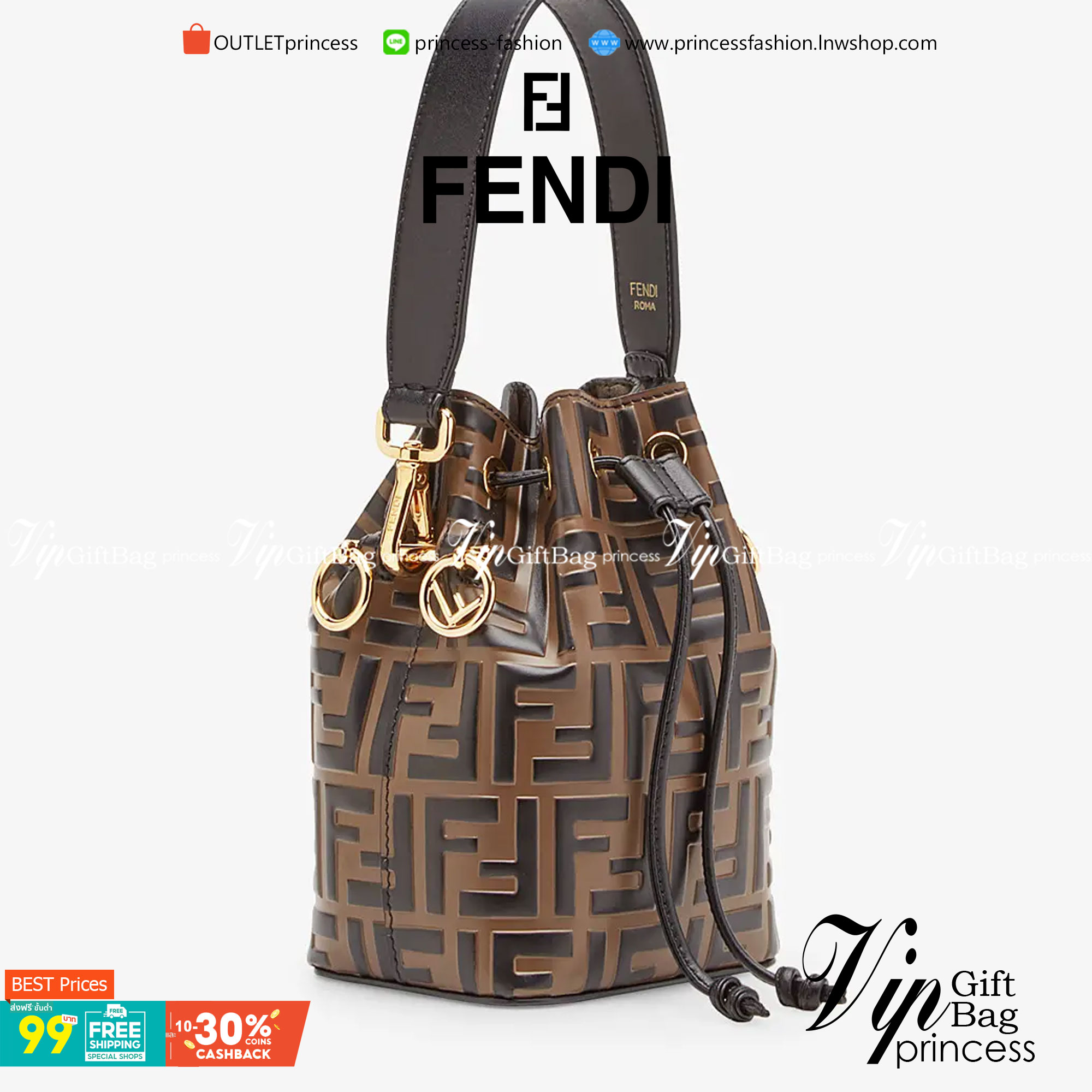 FENDI MON TRESOR Brown leather mini-bag กระเป๋าถือหรือสะพายไหล่ทรงขนมจีบสุดคลาสสิก วัสดุหนังแท้อย่างดี ลวดลายเอกลักษณ์ตามแบบฉบับแบรนด์ สวยหรู ดูแพง คุณนายสุดไปเลยค่า ถือแล้วสวยมากๆ จุของได้กำลังดี ทรงนี้ต้องมีติดตู้ไว้สักใบนะคะ!