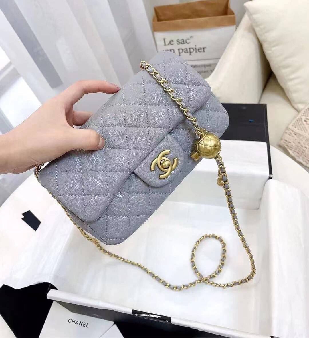 CHANEL MINI FLAP BAG CAVIAR Leather GOLD tone hardware พร้อมส่ง 5 สี