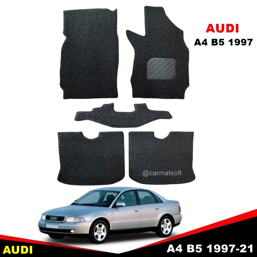 พรมดักฝุ่นไวนิล AUDI A4 B5 1997-01 พรมดักฝุ่นในรถ อาวดี้ เอ4 สีดำ เข้ารูป 5ชิ้น