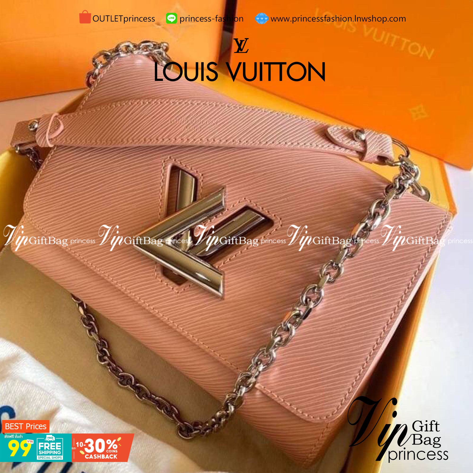 VIP 】หนังแท้ LOUIS VUITTON Epi Twist Shoulder Bag MM 4 สี พร้อมส่งที่ไทย