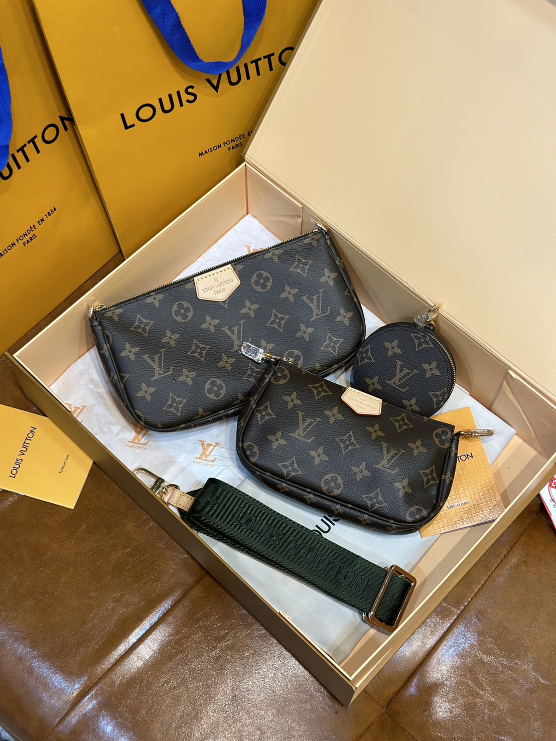 พร้อมส่ง 2 สี LV Multi Pochette Accessoires Monogram / LV Pochette กระเป๋าสะพายมัลติฟังก์ชั่น สุดฮอต ดีไซน์คลาสสิควินเทจ สะพายปรับลุคได้หลายสไตล์ รับรองคุ้มค่าจริงๆจ้า เกรดออริ เทียบแท้ 1:1