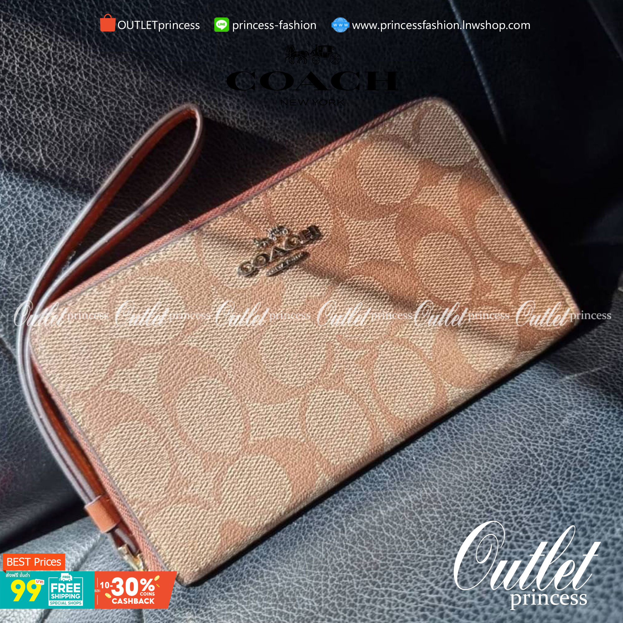 COACH F57468 PHONE WALLET IN SIGNATURE COATED CANVAS กระเป๋าสตางค์ถนอมมือถือ!! 2IN1 สุดๆ ใส่โทรศัพท์ ใส่เงิน ใส่บัตร ครบถ้วน!! จบในใบเดียวจ้า ขนาดกำลังเหมาะมือ วัสดุหนังแคนวาสเคลือบลาย คุณภาพดี สาวๆมีไว้ติดตัวสักใบ ไม่ผิดหวังจ้า