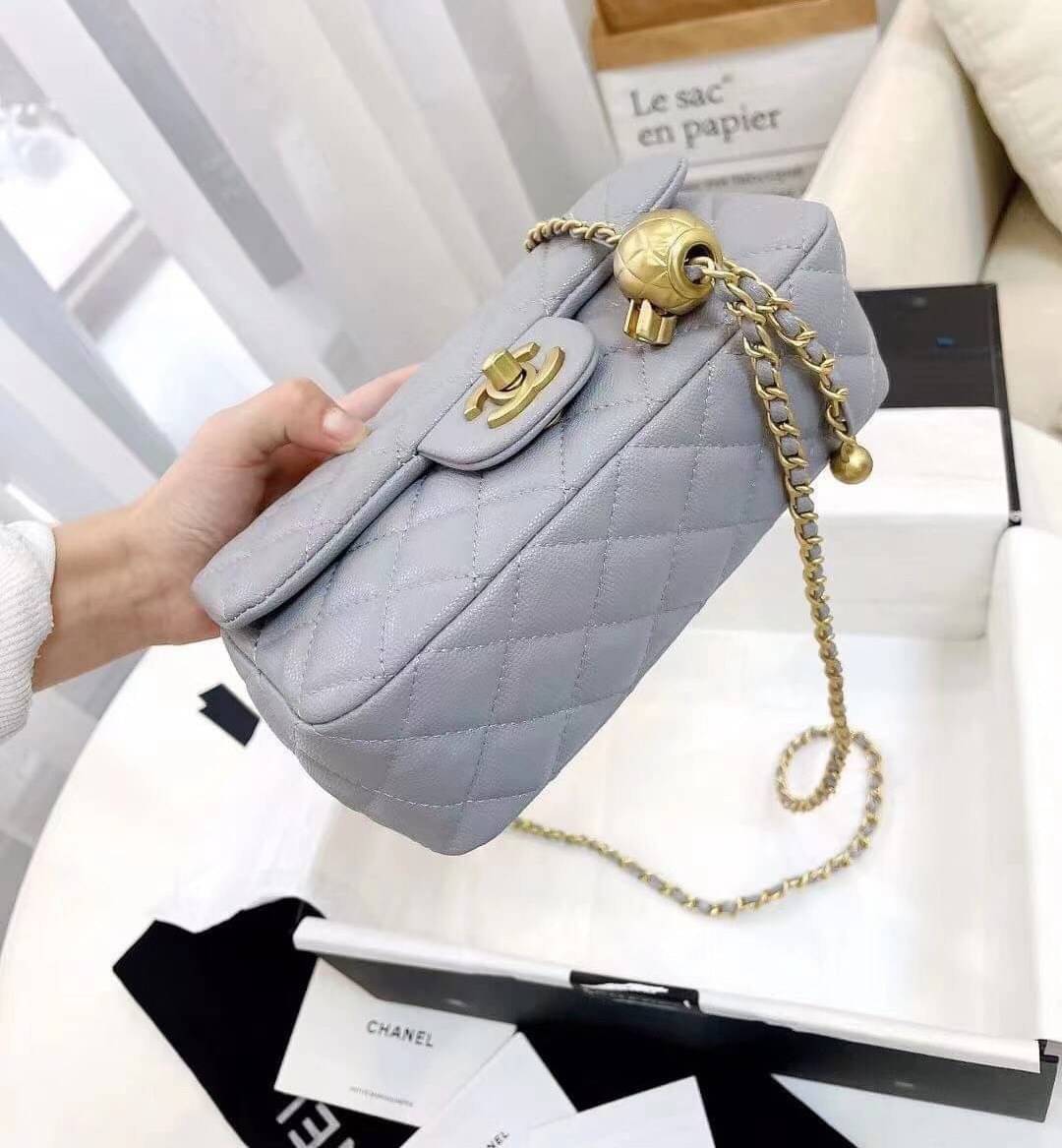 CHANEL MINI FLAP BAG CAVIAR Leather GOLD tone hardware พร้อมส่ง 5 สี