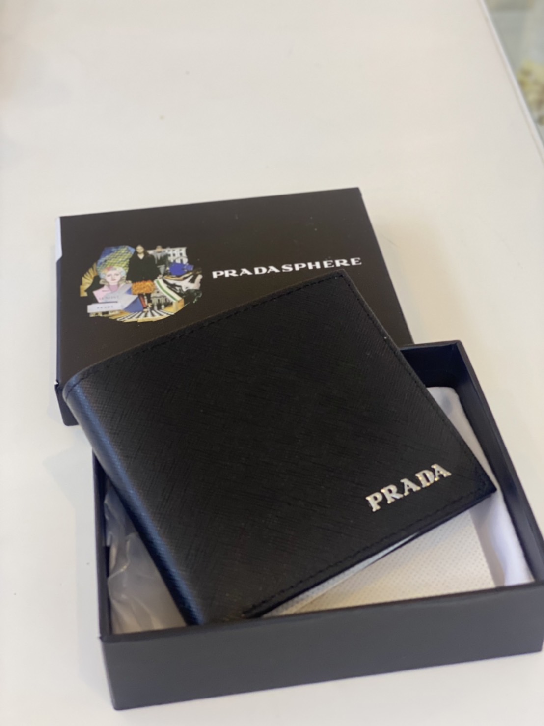 PRADA Short Wallet Men / Prada Leather Wallet - Black เกรดออริจินอล พร้อมส่งที่ไทย พร้อมกล่อง Box Set