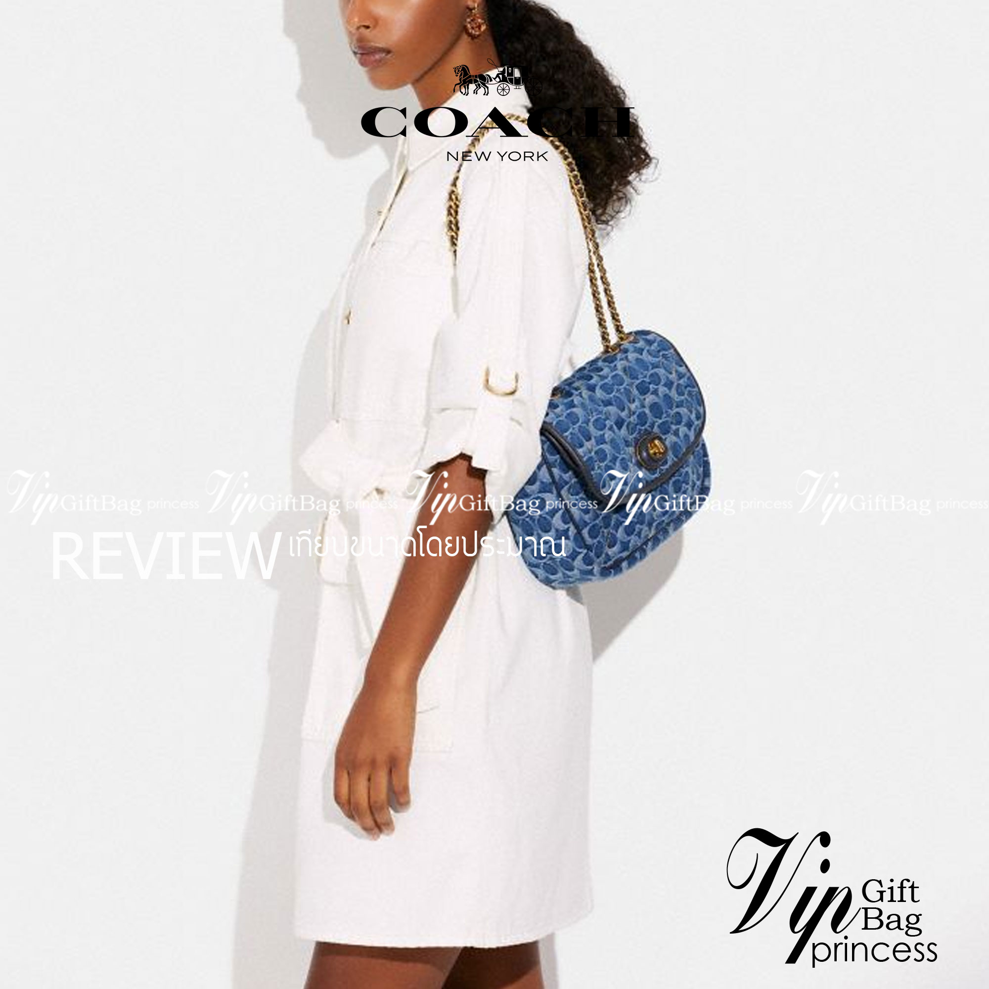 COACH CA104 PILLOW MADISON SHOULDER BAG IN SIGNATURE DENIM WITH QUILTING หรูหราที่หนึ่งต้องยกให้เลย กับไอเท็มนี้ กระเป๋าสะพายดีไซน์สุดล้ำ เดินเส้นสวยคม วัสดุผ้าเดนิม สวยเฉียบ ดูแพง เปิด-ปิดด้วยตัวบิดล็อค ใช้งานสะดวก ด้านหลังมีช่องเก็บของจุกจิกได้ ภายในแบ่