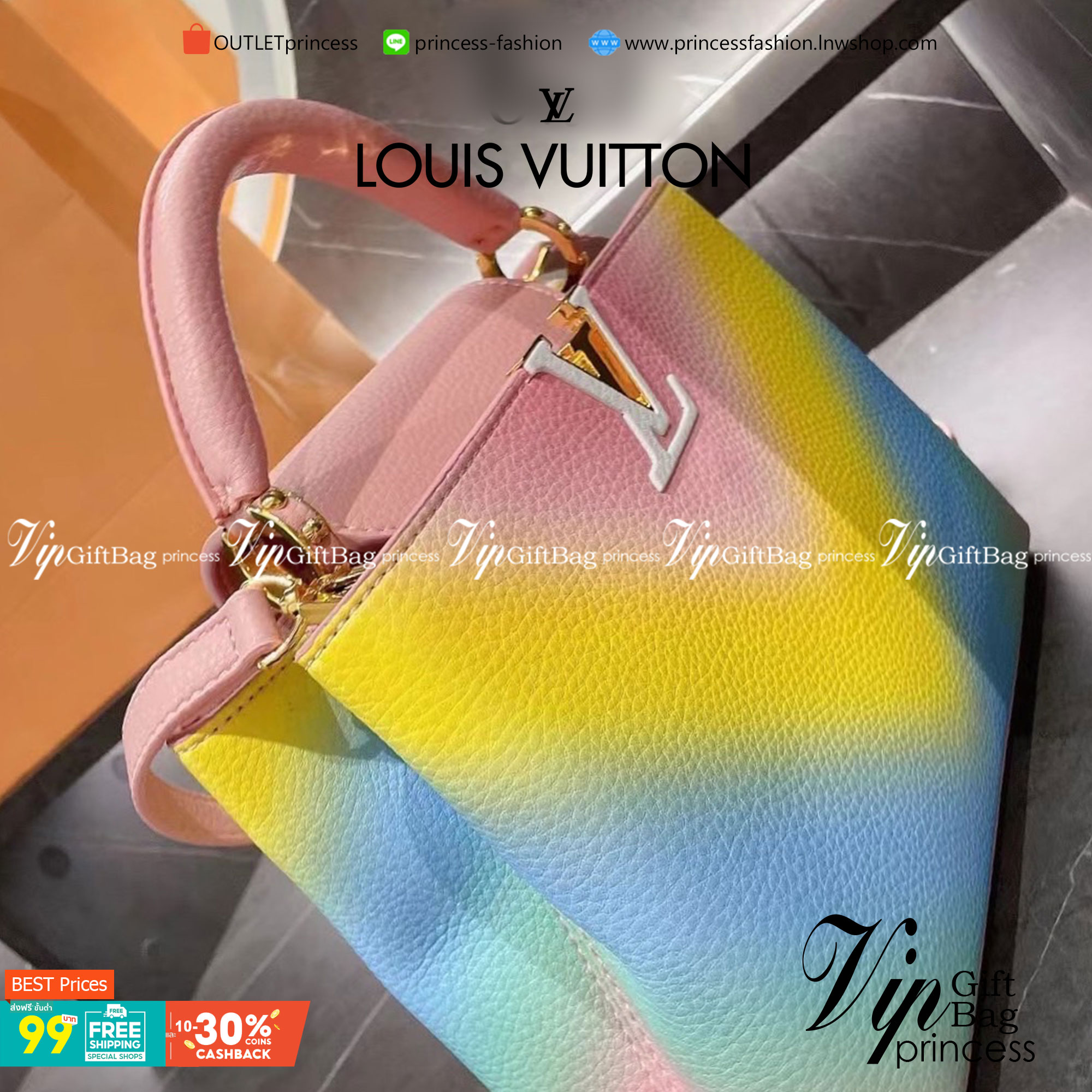 VIP 】หนังแท้ LV Louis Vuitton rainbow shoulder bag กระเป๋าสะพายมาใหม่สีเรนโบทรงtote อะไหล่สีทองสวยหรู มาพร้อมสายสะพายยาว คอลเลคชั่นใหม่ล่าสุด พร้อมเสิร์ฟความสวยถึงบ้านเช่นเคย!! ดีไซน์ย้อนยุค ที่แอบแฝงความเรียบหรูดูแพงอยู่ในตัว โทนสีคอนทราส ทำให้ไอเท็มนี้ด